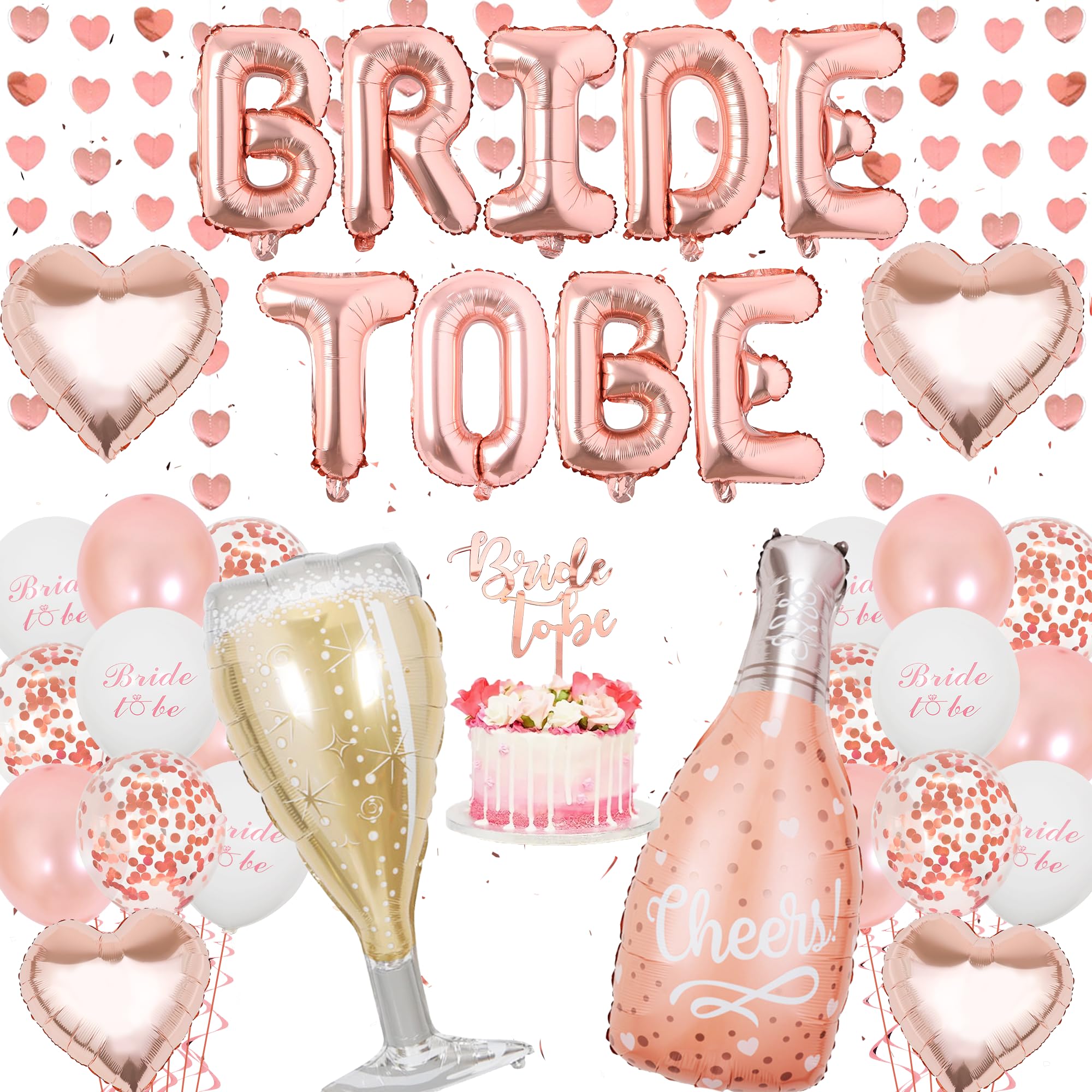 Braut To Be Konfetti – 300 Stück, Rosa/Rosegold/Weiß, Glitzer-Sterne, 3 Cm, Bio-abbaubar Für Party-Deko