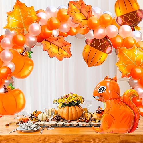 Miniatura 6 de 25 globos de otoño, globos de fiesta de Acción de Gracias, globos grandes de Mylar de mylar, arce, pino, calabaza, hoja de ardilla, globos para
