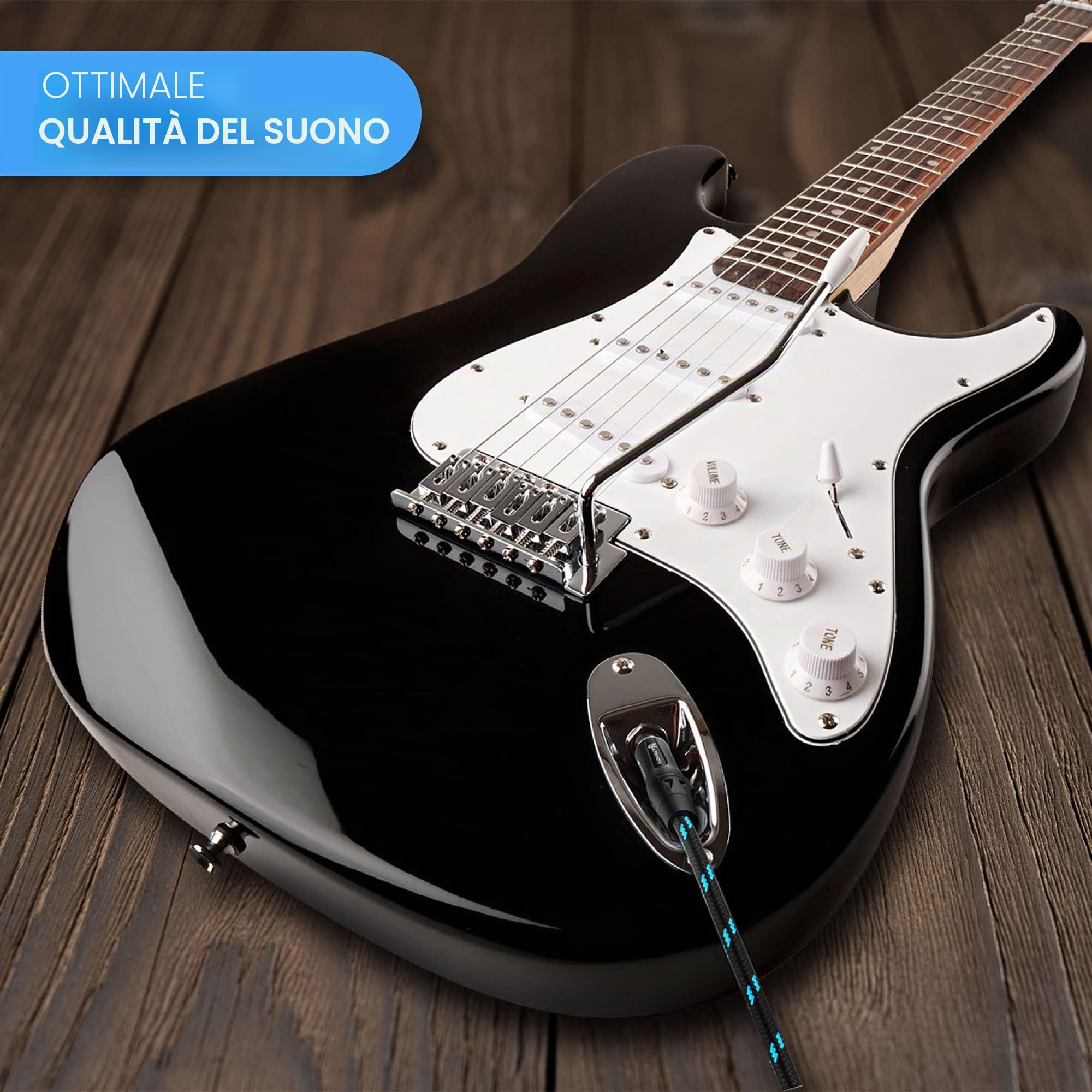 Ultra HDTV Cavo Audio Jack - 10 m Premio 6,35mm Maschio a Maschio, Guaina in Nylon Intrecciato per Strumenti, Chitarra, Basso Elettrico, Tastiera, Amplificatore