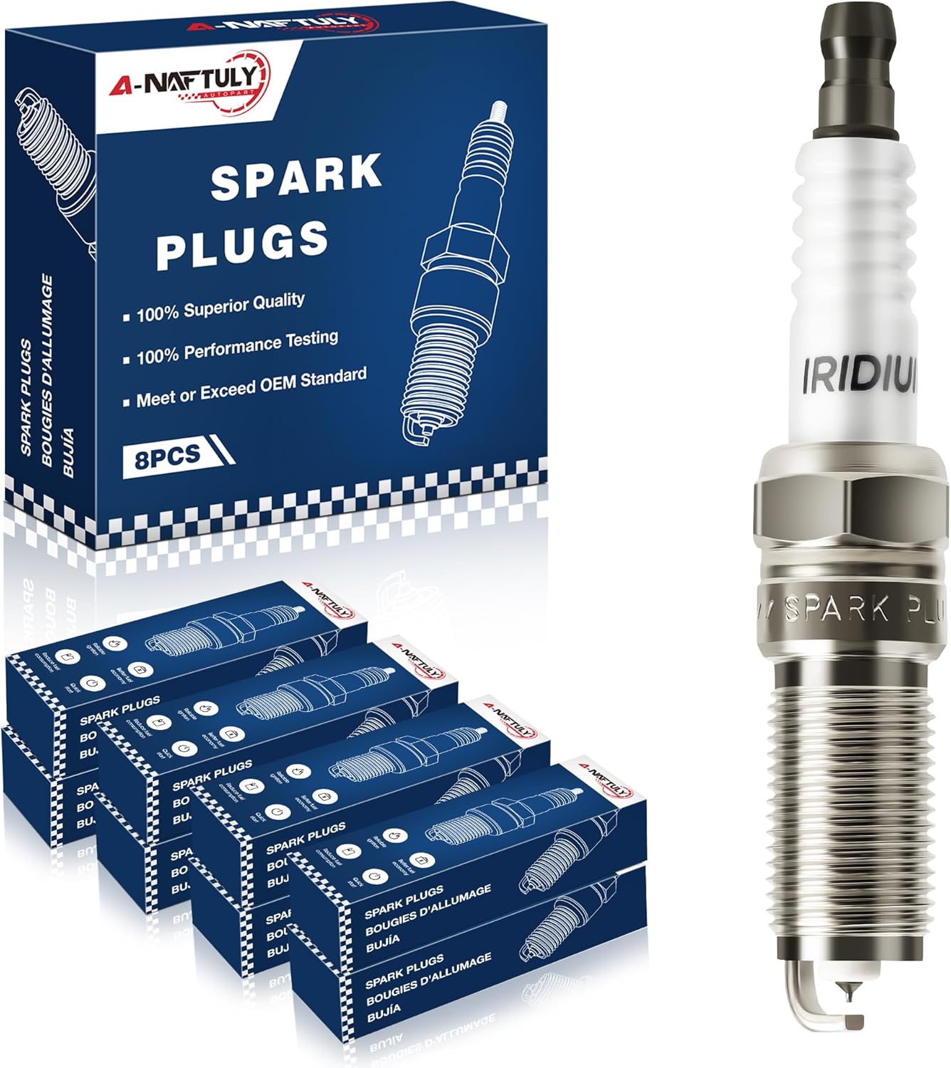 Iridium Spark Plugs 8 Pack 6509 LTR6IX-11 Fits for Ford F150 5.0 Mustang 2010 2011 2012 2013 2014 2015 2016 2017, F250 F350 E350 Super Duty 2011-2021 V8 6.2L Replaces 90117, ILTR6E11, 91276