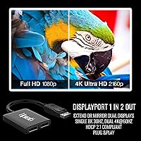 Vista 5 de uptab Adaptador DisplayPort a Dual DisplayPort 8K Multi Monitor Splitter, Convertidor Multi-Stream Transport (MST) Hub, DP a 2X DP