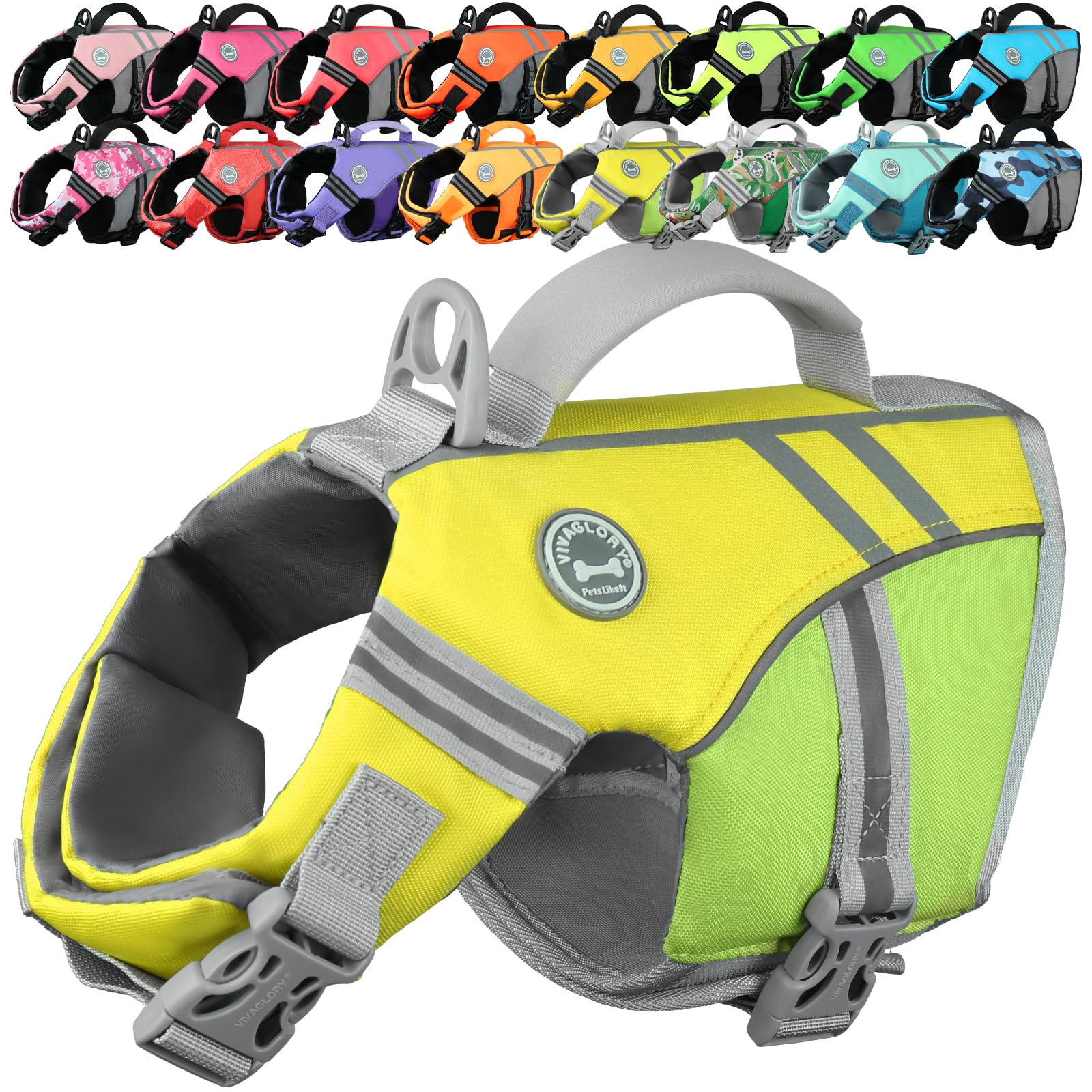 VIVAGLORY Sports Style Hundeschwimmweste, Rettungswesten Für Hunde Bootfahren, Auftrieb & Schwimmhilfe, Schwimmweste