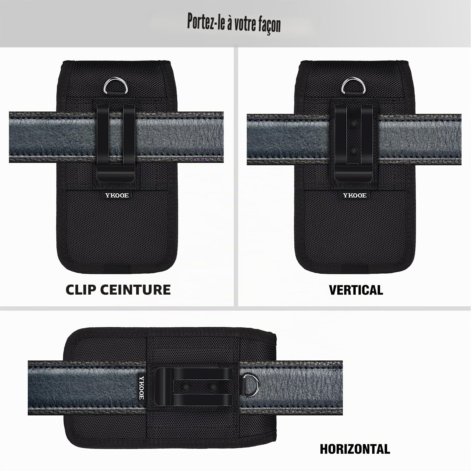 ykooe Étui de Ceinture Pochette Téléphone Holster pour iPhone, Sac de Taille avec Boucle de Ceinture