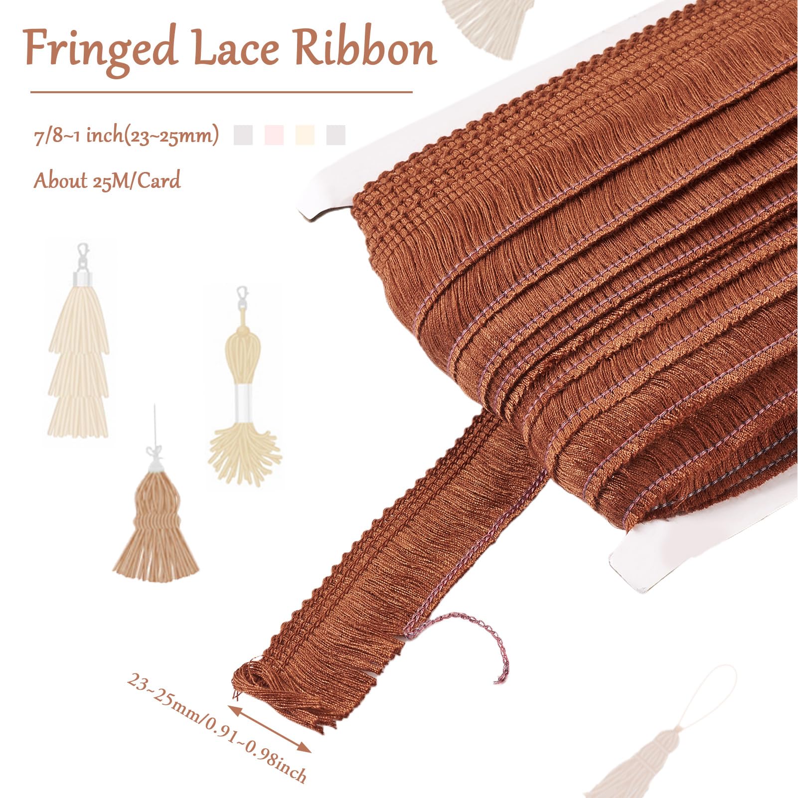 Craftdady 27 Yards Fringe Tassel Trim 25mm Polyerter Fibre Fringe Trim Tassel Ribbon for Sewing Quilting DIY Craft Home Decoration - Image 3