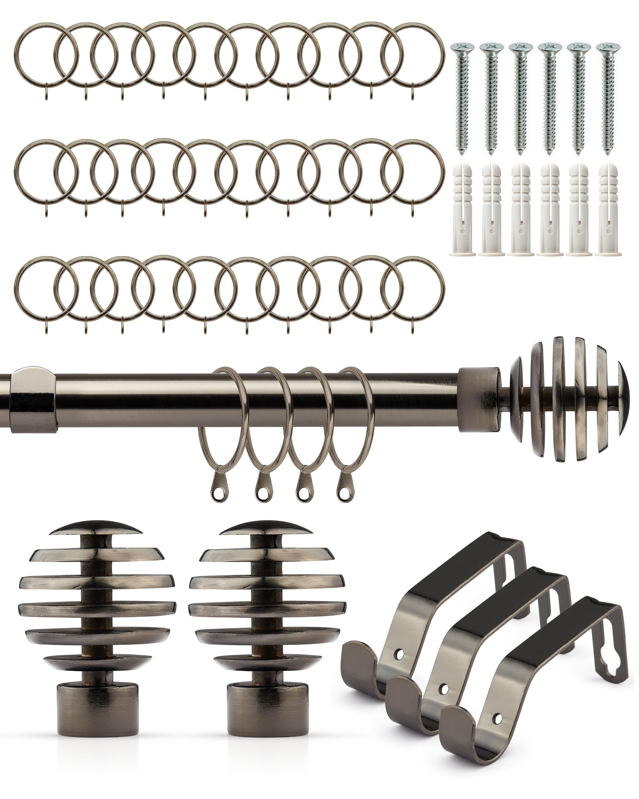 Emma Barclay  Black Curtain Pole With Rings Extendable Slice in Size 160-300cm, Sports Direct