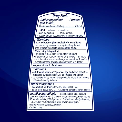 Vista 15 de TUMS Antacid Smoothies Berry Fusion Extra Strength 750, disolución suave, 140 tabletas masticables