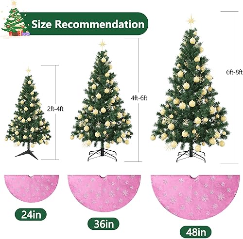 Miniatura 21 de Falda de árbol de Navidad de 36 pulgadas, faldas blancas de piel sintética con copos de nieve de lentejuelas doradas, falda de árbol de felpa suave