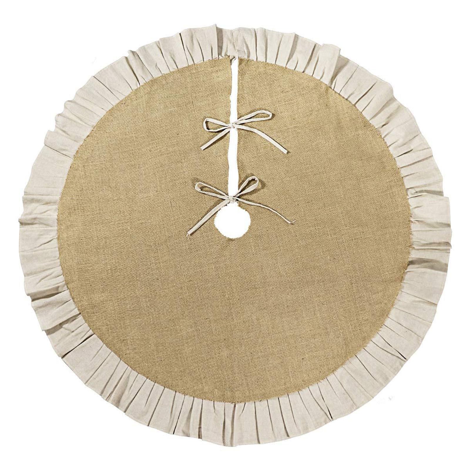 Jupe de sapin de Noël en toile de jute naturelle, tapis de sapin de Noël rustique