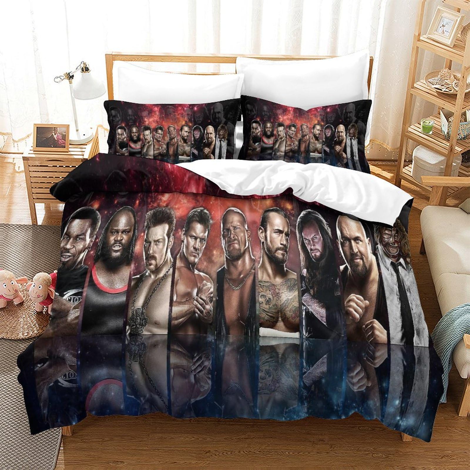 HONGBING Wrestling Duvet Cover Quilt Cover Comforter Covers for Teens And Adults 3D Print Sports with Pillow Cases Bedding Set with Zipper Closure Soft Microfiber 3 Pieces Single（140x200cm）