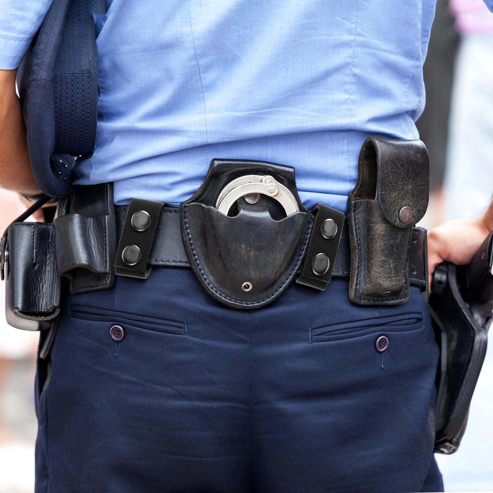 10 Piezas Cinturón de Nailon Resistente con Cierres a Presión Dobles Trabillas Negras para Coser para Deportes Al Aire Libre Fijación de Cinturón Cinturón de Seguridad Táctico Cinturón de Policía