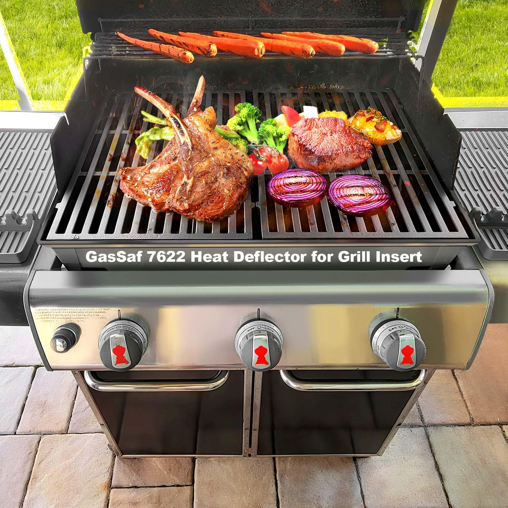 GasSaf 304 Heat Deflector 7622 Heizplatten für Weber Genesis 300 mit Frontbedienfeld, 304 Edelstahl Genesis 300 Grillteile