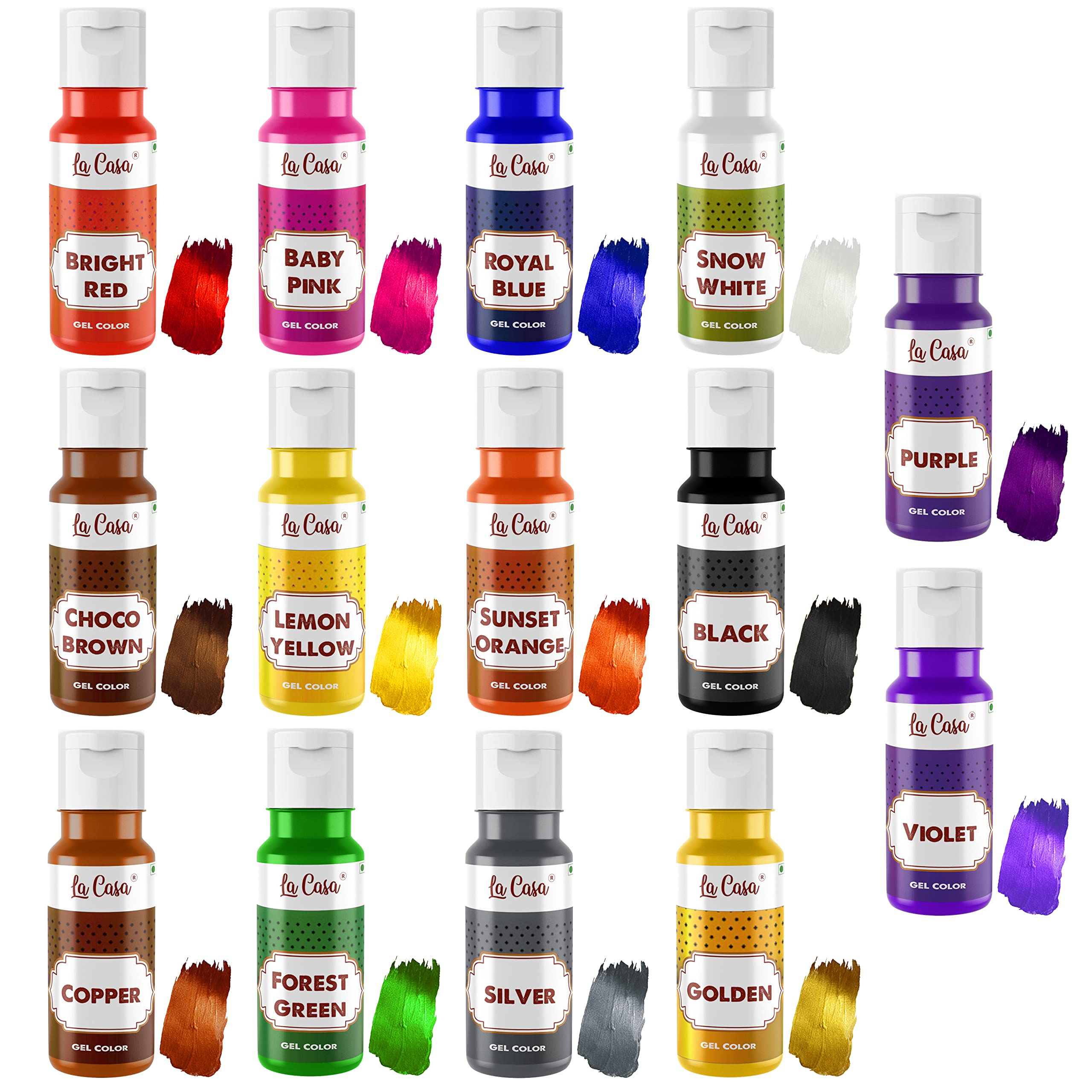 La Casa Metallic Gel Food Color - Combo Pack of 14 | Concentrated, Vegan & Gluten Free | For Icing, Fondant, Slime & Baking | 40mlx14 (B0C7VH758N) Amazon Price History, Amazon Price Tracker
