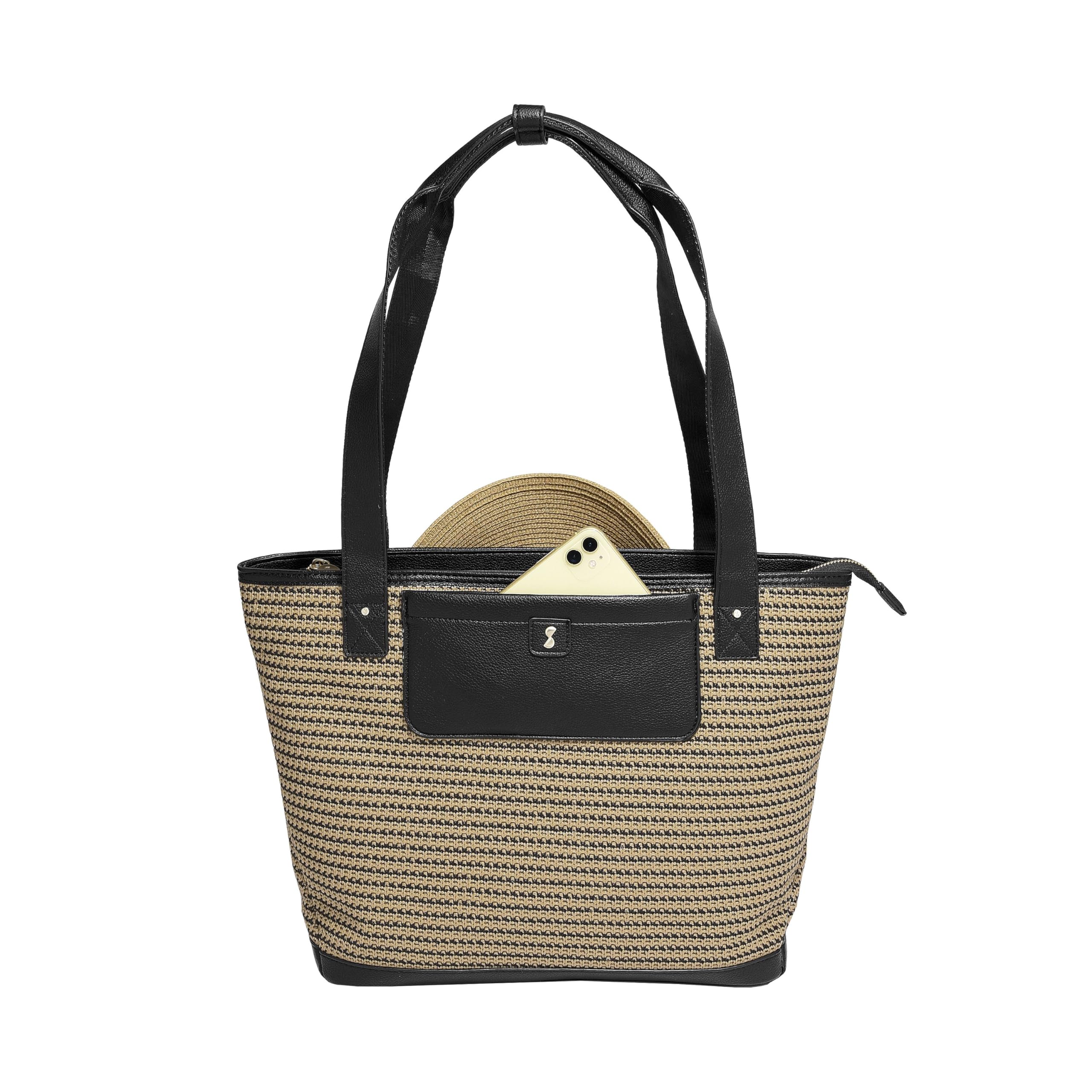 Stackers Black Raffia Tote Bag