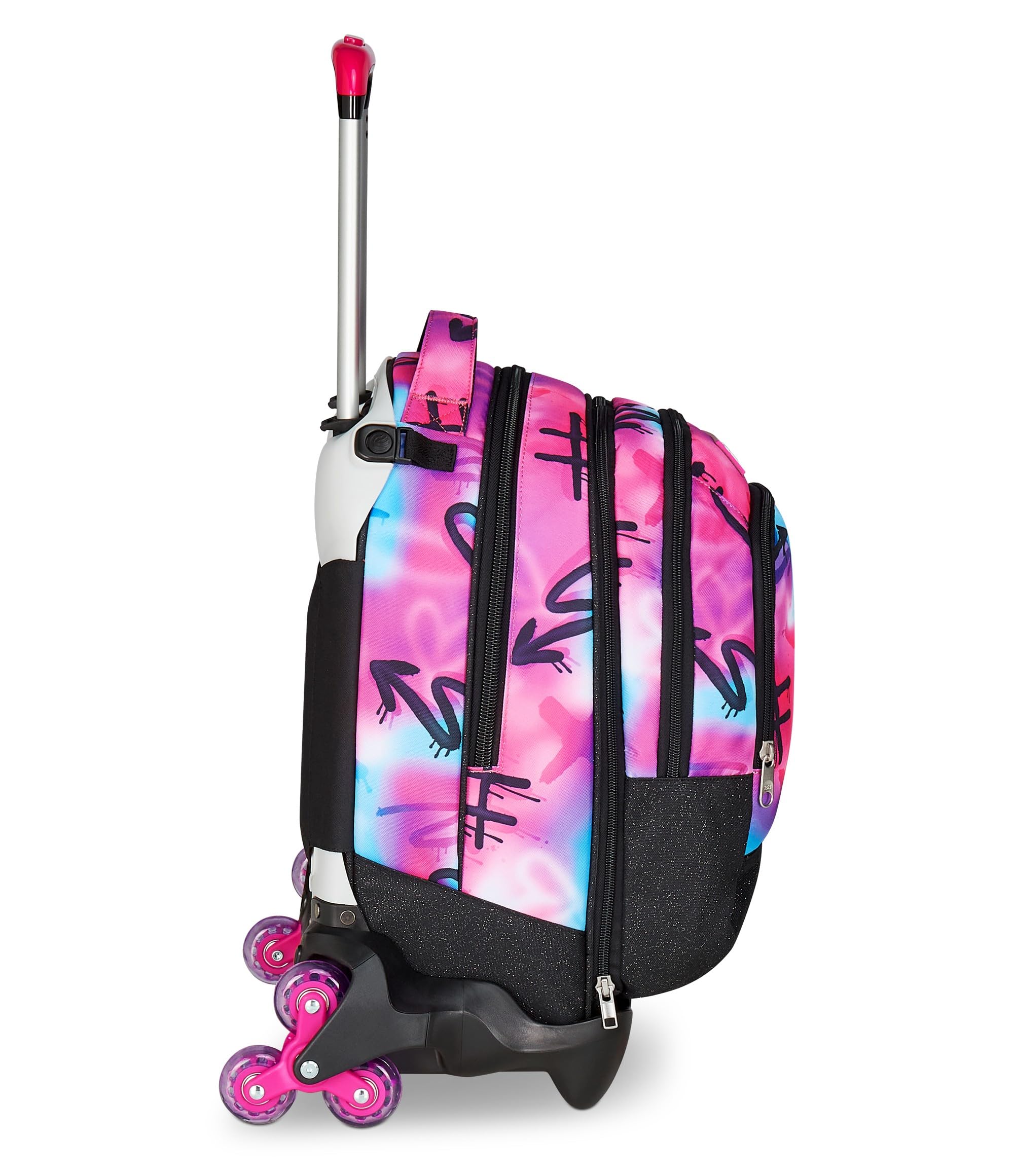 Seven Trolley Scuola Jack 3 Ruote Detach, Fucsia Azzurro, Zaino Con Carrello Sganciabile Da 37 Litri, Tasca Borraccia, Zainetto Staccabile, Multiuso e Spazioso, Per Elementari e Media, Bambina