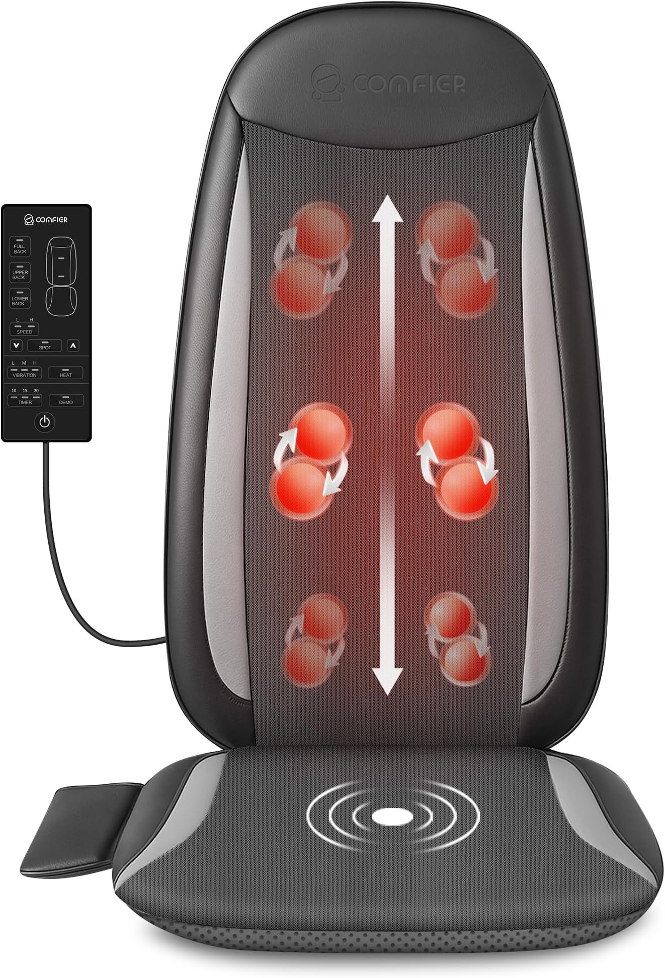 COMFIER Shiatsu Back Massager with Heat,Massage Chair Pad for Back Relief deep,Heated seat Cushion,Chair Massager for Neck,Hip with Kneading & Vibration,Home Office, for Women Men,Dad,Mom
