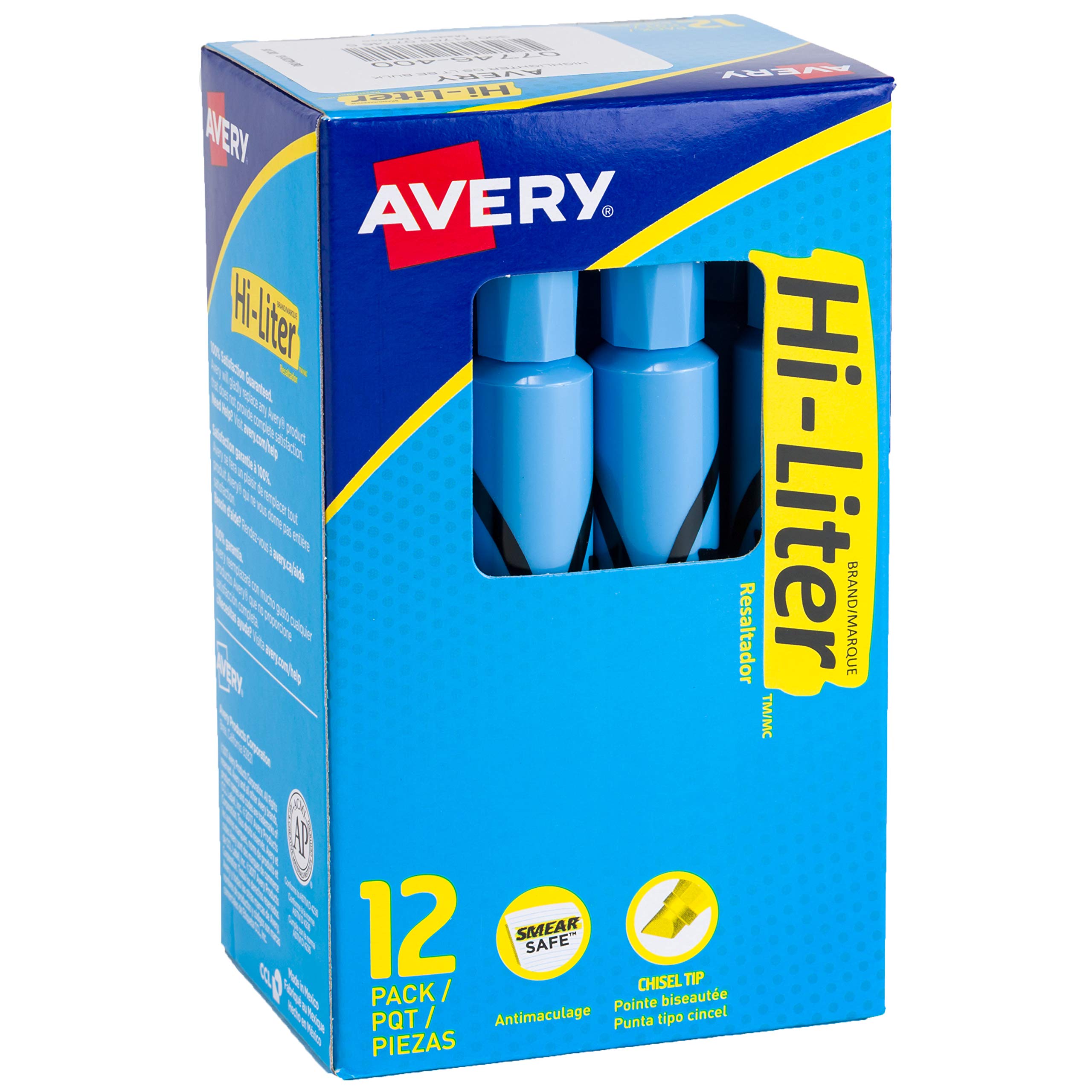 HI-LITER Desk Style, Chisel Tip, Blue, 12 Count (07746)