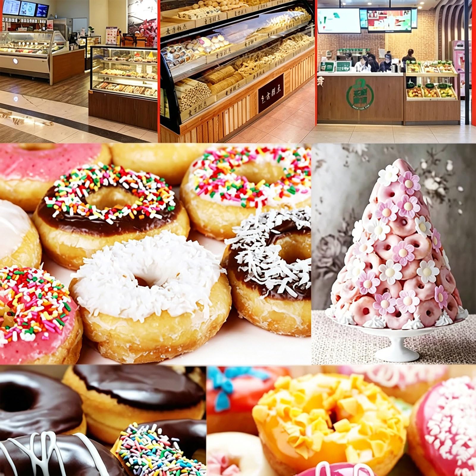 Genérico 2000W Commercial Donut Making Machine, 4/6 Fila Fils Automatic Donut Maker con Panel de Control Inteligente, Auto Flip & Adjustable Thickness, para Panaderías, Cafés y Donut Shops 4 Filas