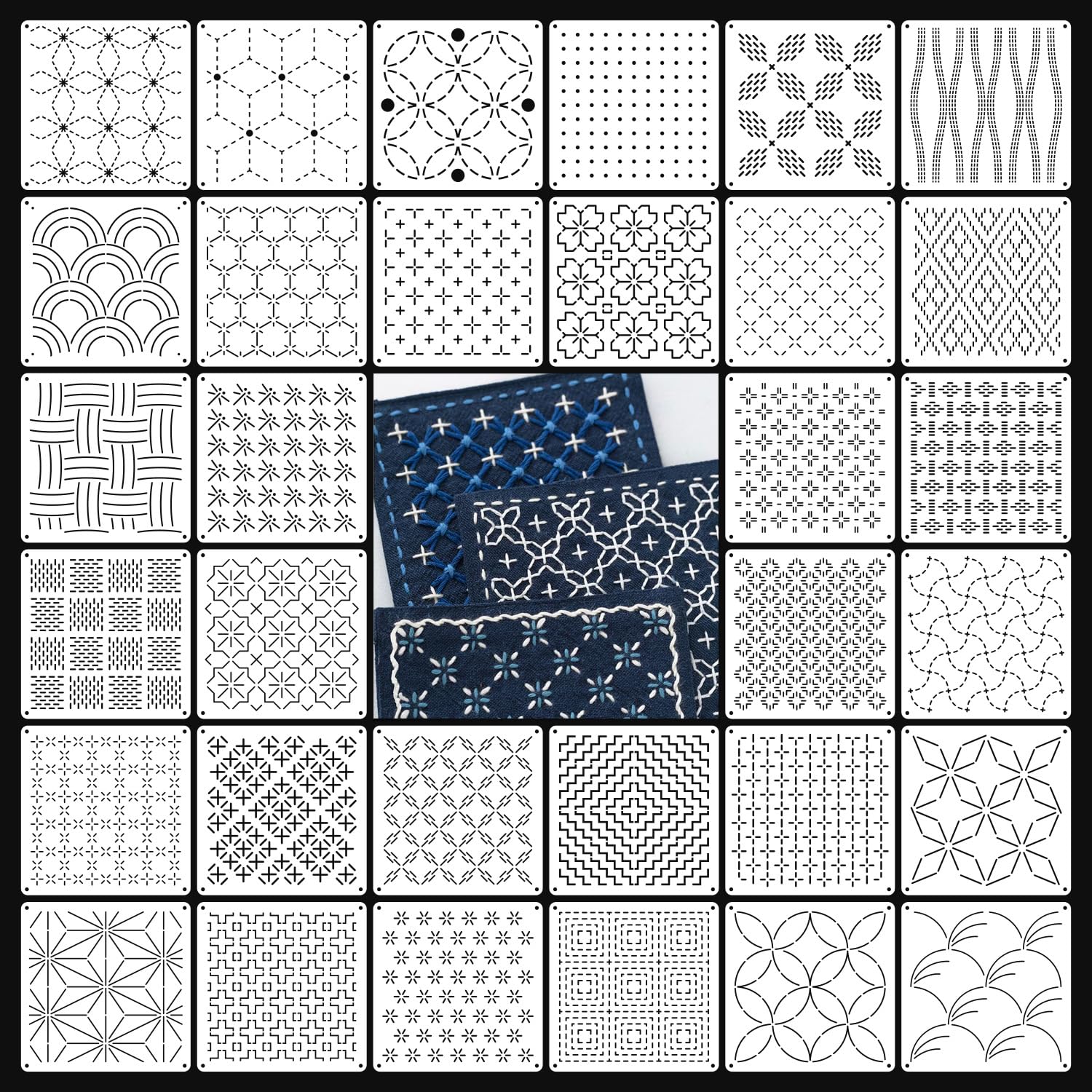 Pochoirs Sashiko pour couture géométrique et gabarits de matelassage manuel en plastique