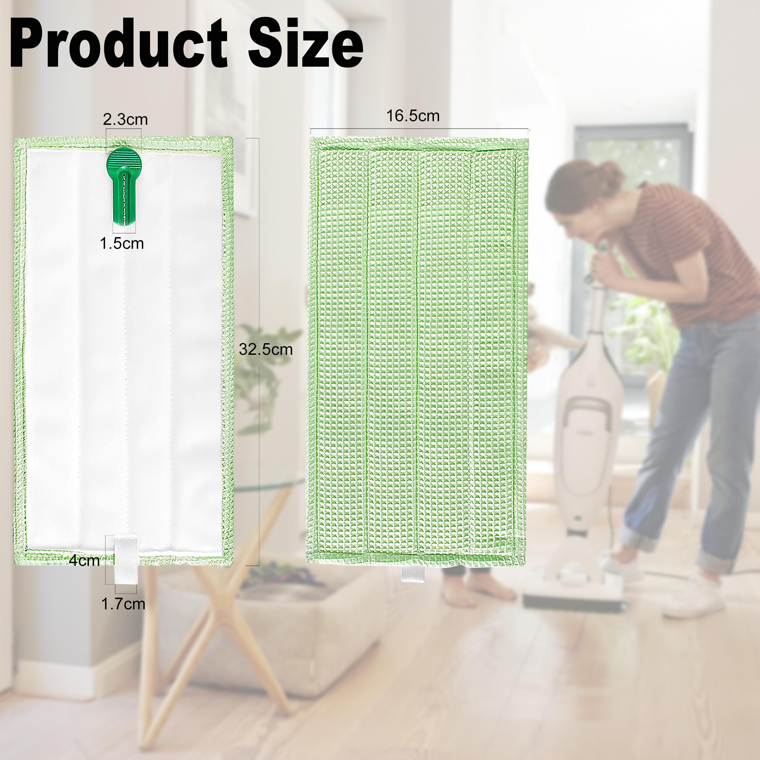 6 Panni Lavapavimento In Microfibra Per Folletto SP600/SP600S - Verde, Lavabili E Super Assorbenti - Foto 5