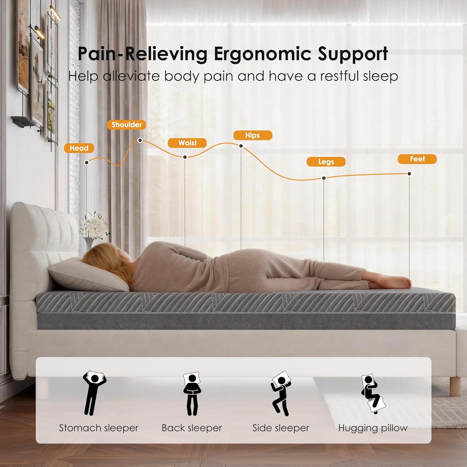 5 Inch King Size Dual-Sided Memory Foam Mattress, Cooling Gel Ice Silk Side for Summer & Soft Cotton Side for Winter, Medium Firm for Back Pain Relief, CertiPUR-US Certified, Washable Cover