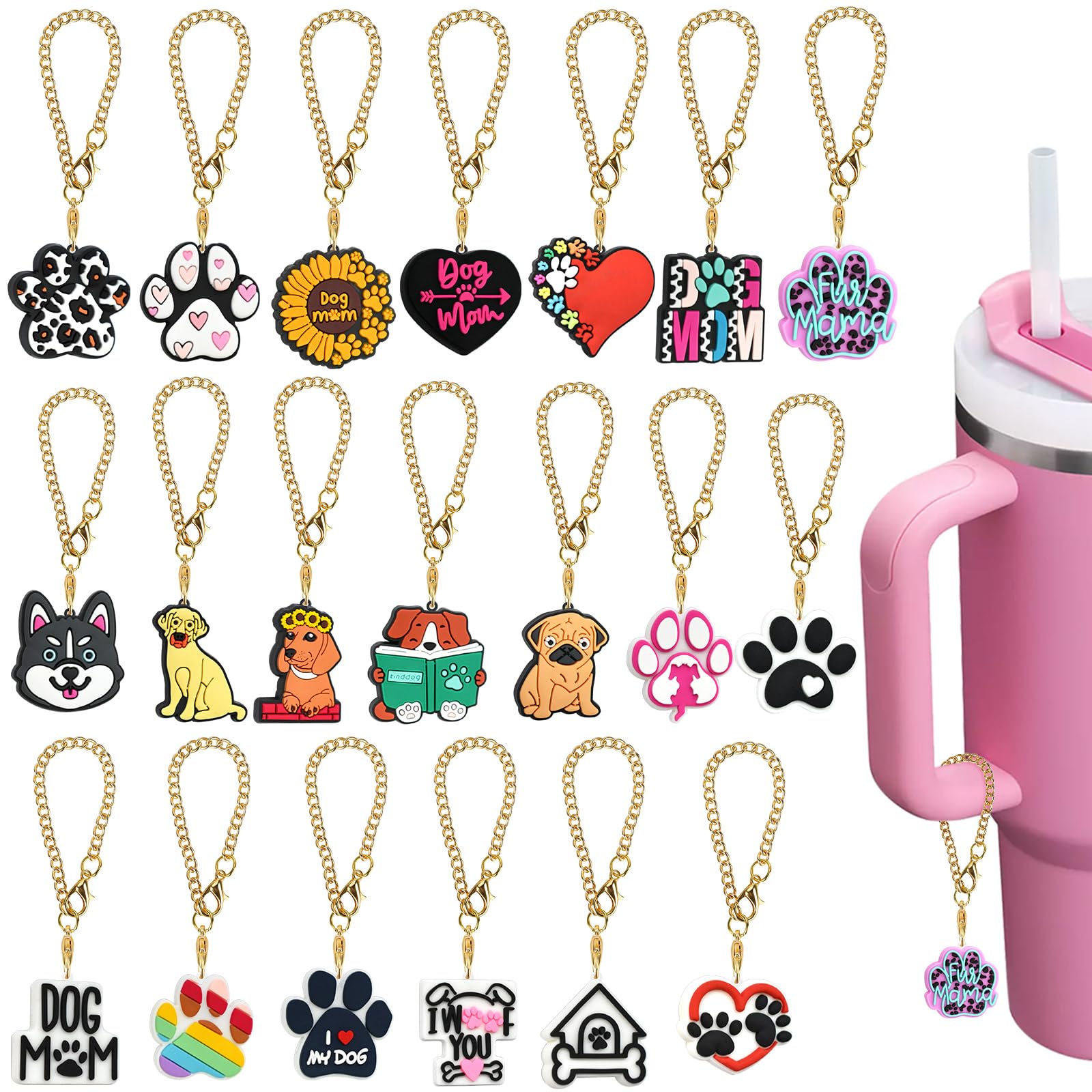 Pabucle Charm Accessories for Stanley Cup 10 PCS Cute Handle Charm for Tumbler Gifts for Women