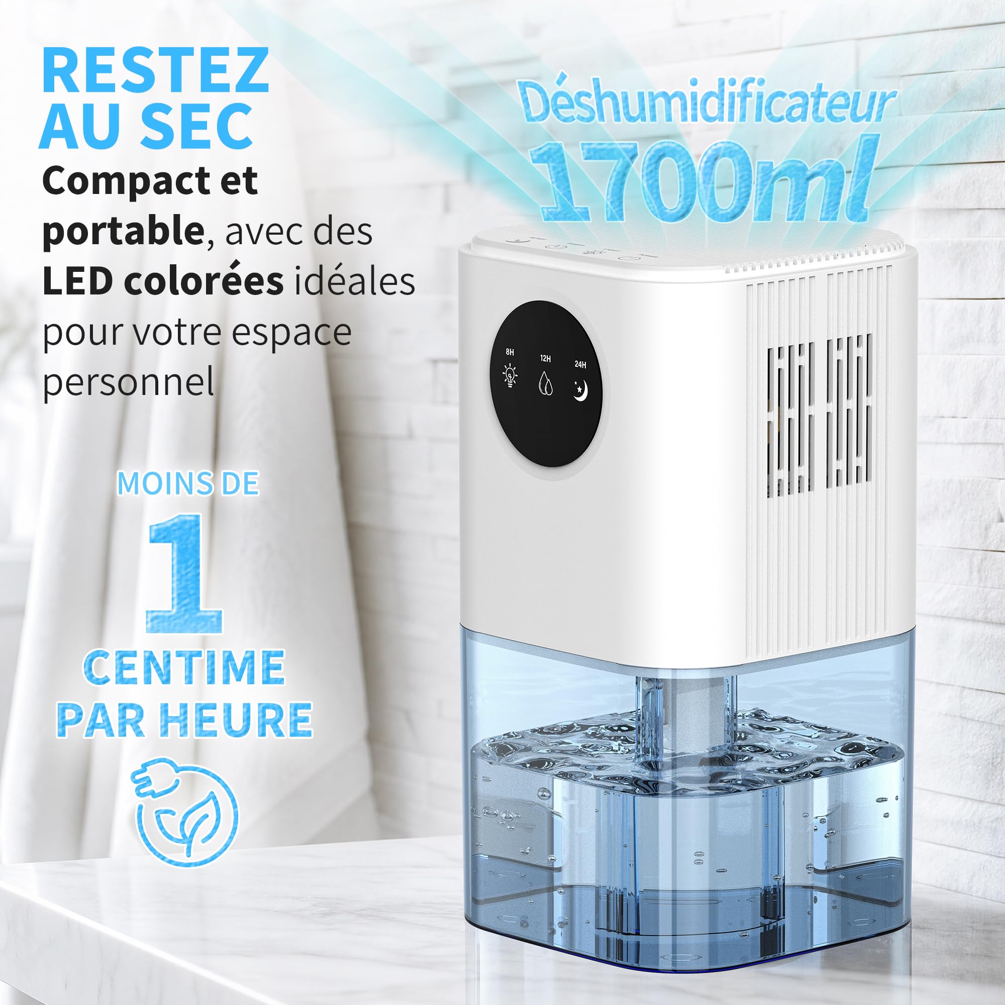 Déshumidificateur d'Air Électrique 1700 ml