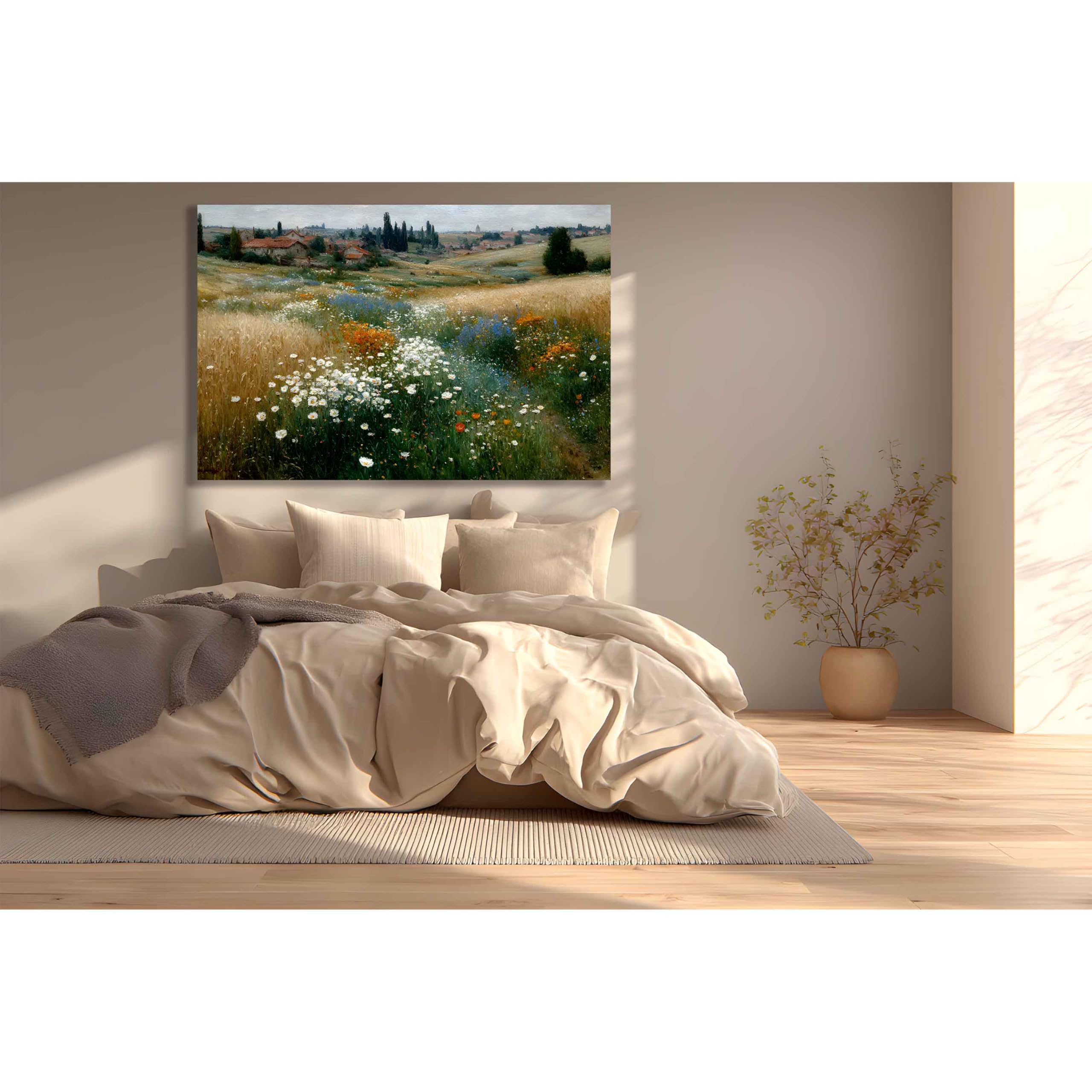 Kunstbruder Abstrakte Wandbilder in XXL formaten, Kunstdruck, Vintage (Acker im Frühherbst, 60x80 cm) Wanddeko für Wohnzimmer & Esszimmer