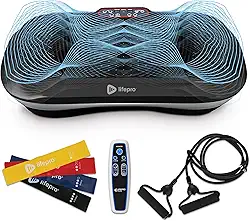 Máquina de exercício com placa vibratória Lifepro Waver – Vibração de alta intensidade para ativação muscular, plataforma vibratória de treino de corpo inteiro com bandas, equipamento de fitness para