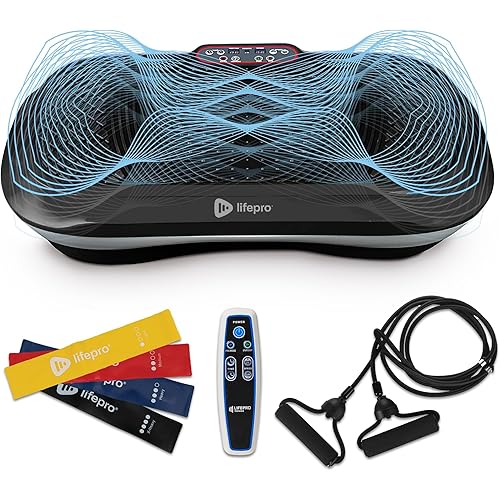 Lifepro Waver Vibration Plate Exercise Machine for Lymphatic Drainage, Muscle Activation, Full-Body Workout Vibrating Platform with Loop Bands, Fitness Equipment for Strength Toning & Fat Loss