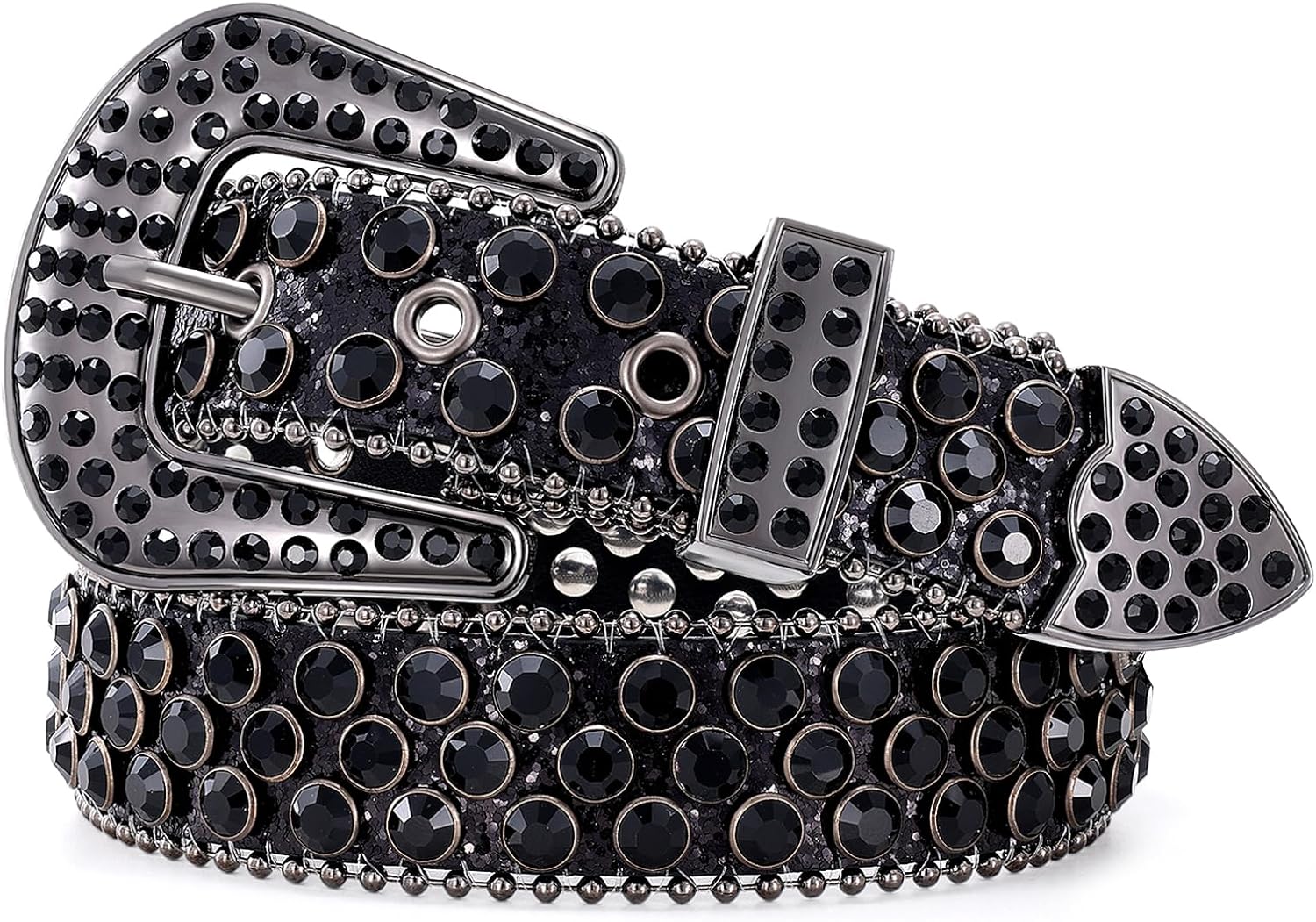 Kids Rhinestone Belt for Girls Boys Western Cowboy Cowgirl Belts Diamond Studded Bling Leather Belt for Kids