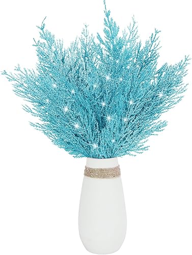 Miniatura 7 de 20 piezas de púas de árbol de Navidad con purpurina, aerosoles de cedro de 13 pulgadas, agujas de pino artificiales, ramas de ramas decorativas con