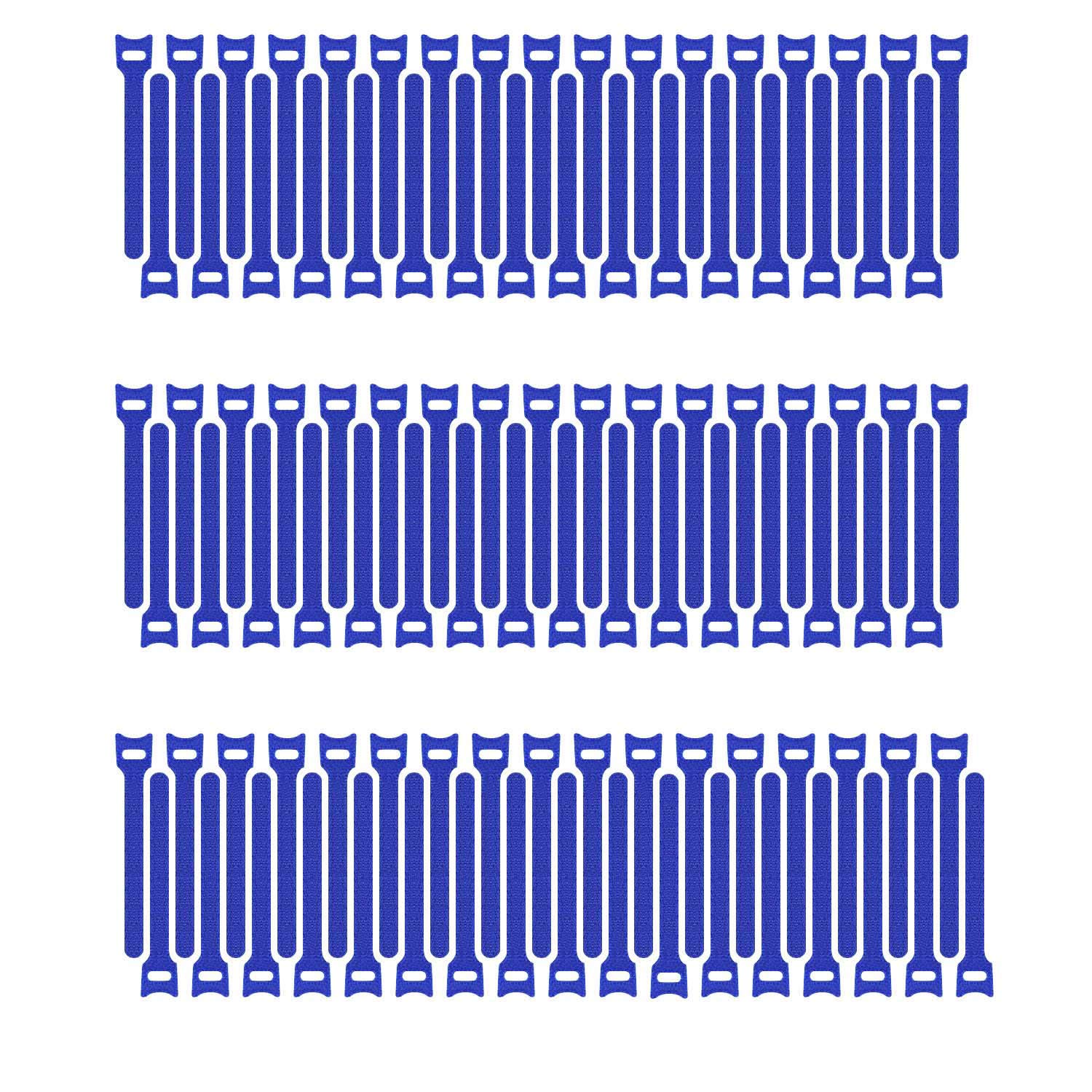 Pasow 100pcs 6-Inch Reusable Fastening Cable Ties Adjustable Wire Management (Blue)