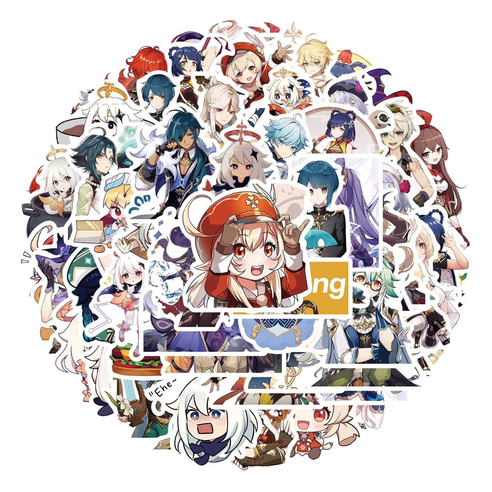 QYZHIZ 100 Mixed Sticker Pack, Genshin Impact Game Sticker, Yuanshen Game Sticker, Colourful Stickers, Waterproof Stickers, for Laptop, Skateboard, Water Bottle, Computer, Skate, Phone, Bike, Guitar.