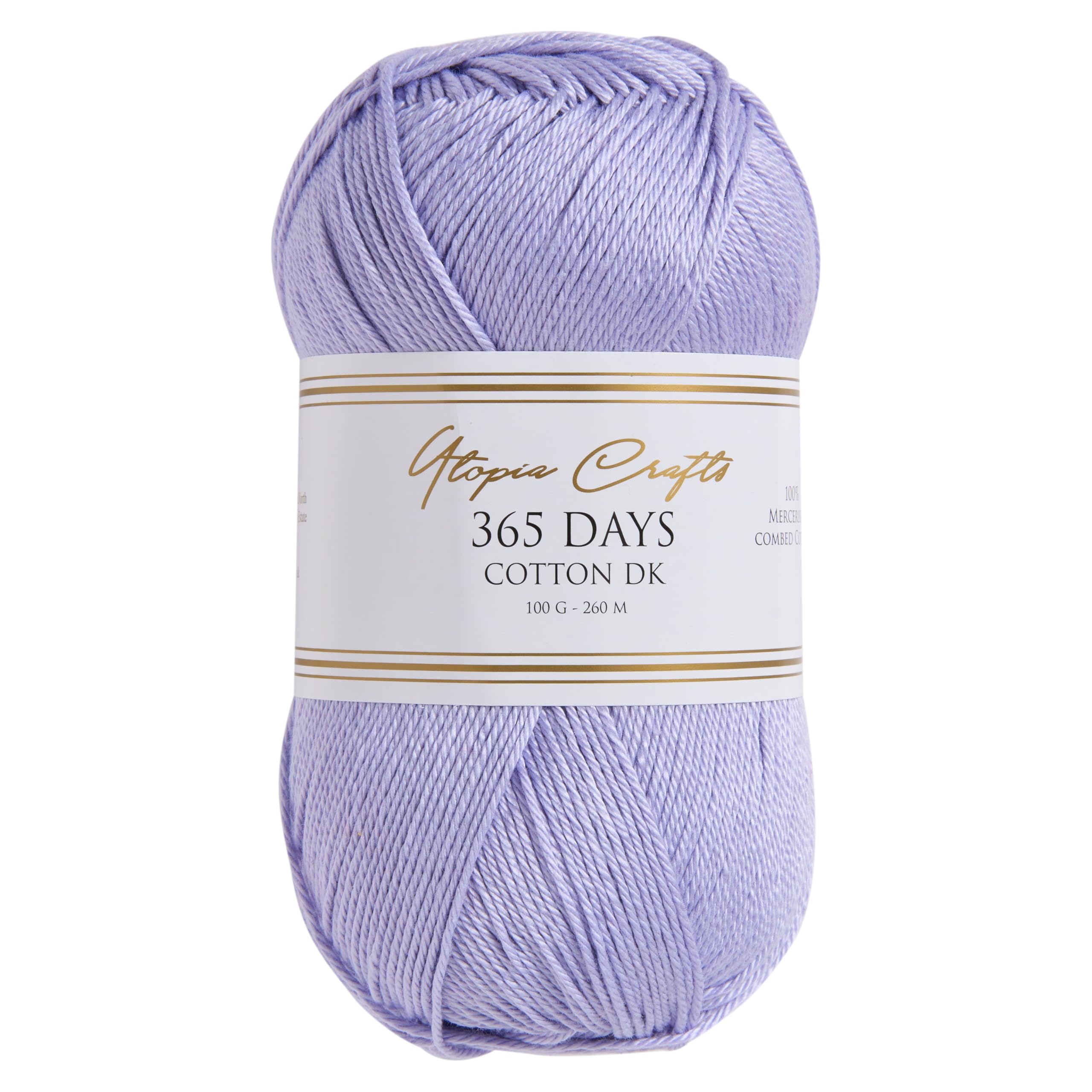 Utopia Crafts 365 Days Mercerised Combed Cotton DK Yarn for Knitting & Crochet 100g (Lavender Mist) — image 1