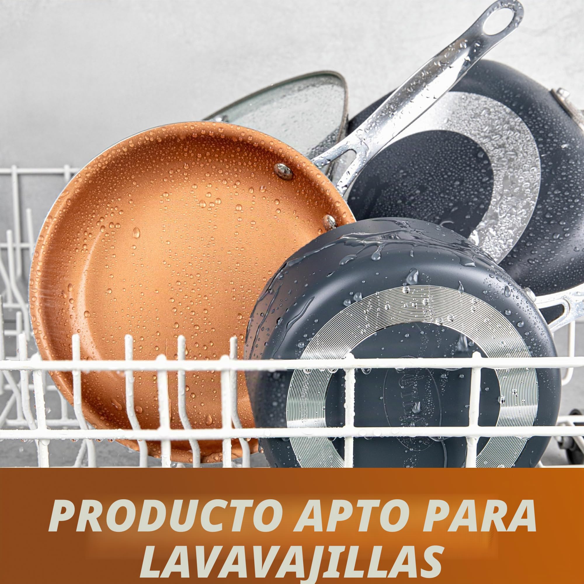 GOTHAM STEEL - Juego completo de ollas y sartenes de 20 piezas, utensilios de cocina y utensilios para hornear, Revestimiento de cobre cerámico antiadherente
