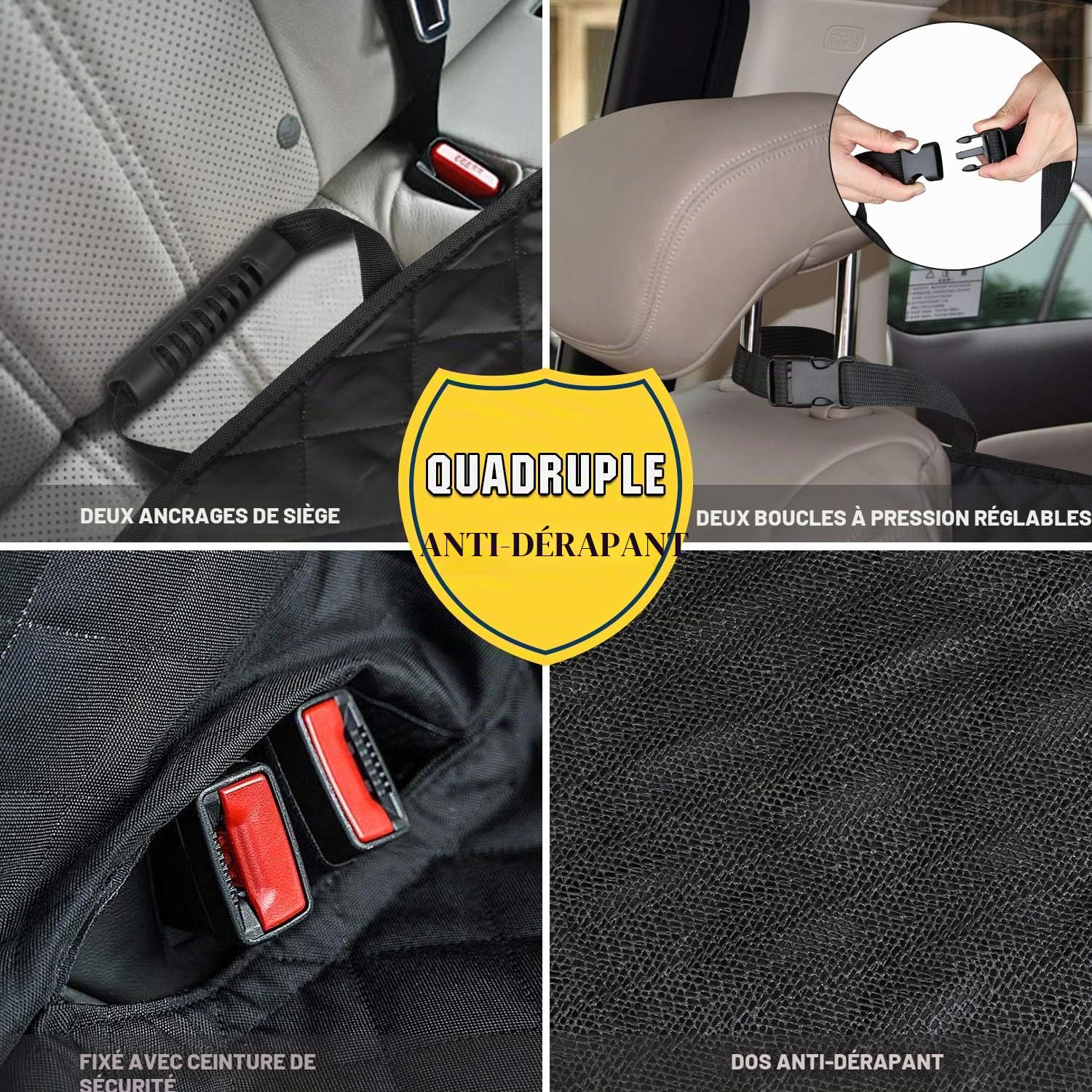 Housses Protection Chien Voiture, 54" W x 47" L | Housse de Siège D'auto pour Chien, pour La Plupart des Voitures,Antidérapant et Résistant Aux Rayures