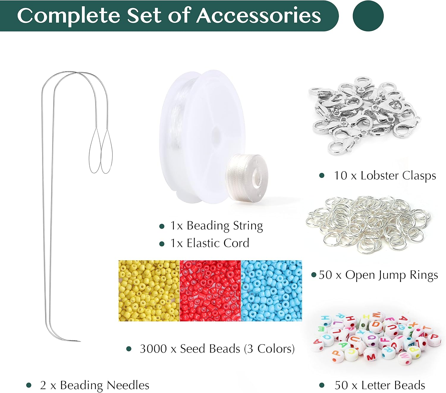 Tilhumt Bead Spinner for Jewelry Making, Complete Bead Bowl Spinner Kit with 50 Letter Beads, 3000 Seed Beads, 2 Beading Needles for Beginners Seed Clay Beads, DIY Waist Bracelets Craft