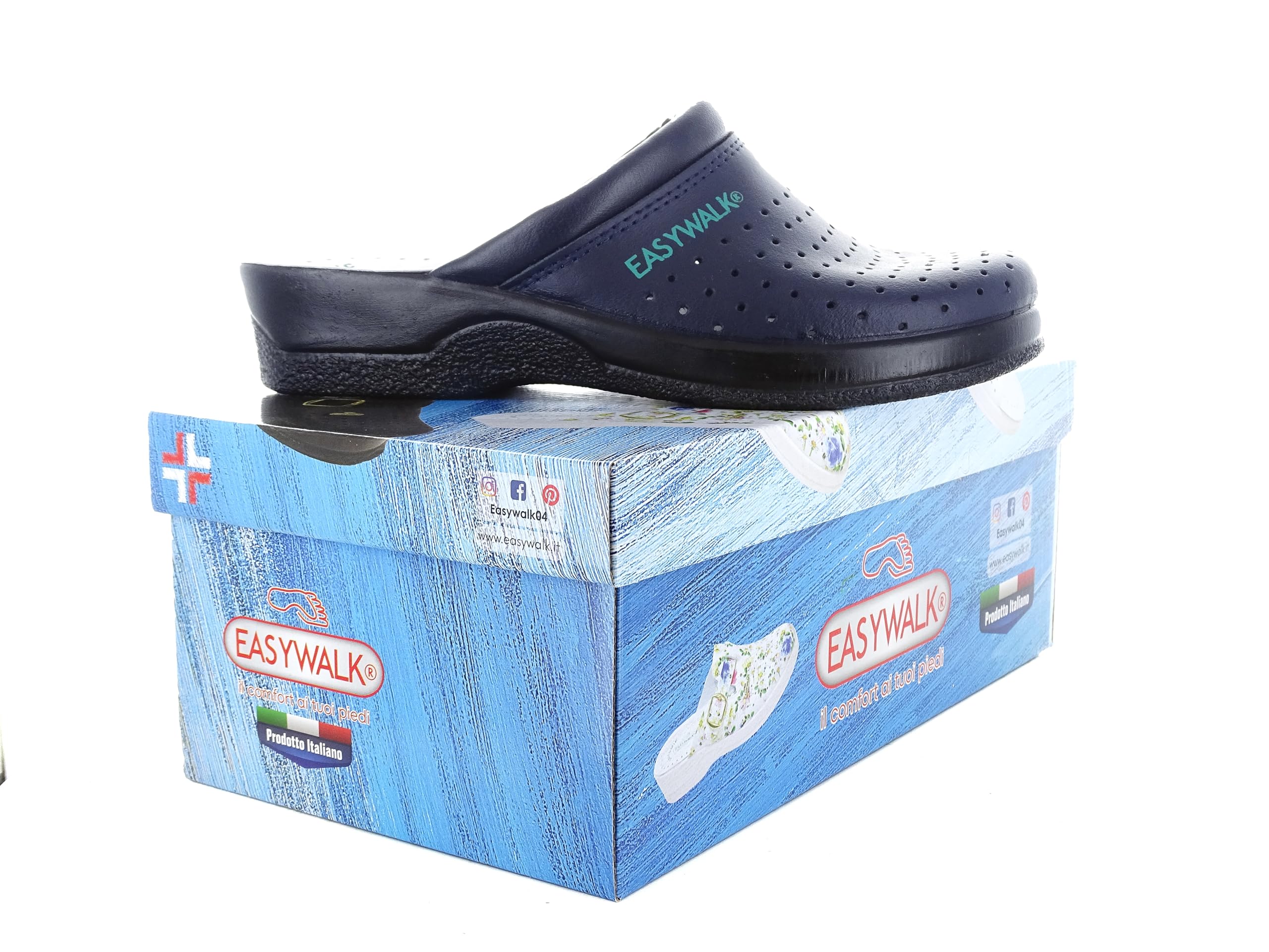 EASYWALK 210 Zuecos Mules Zapatillas Zapatos de Cuero, Mujer