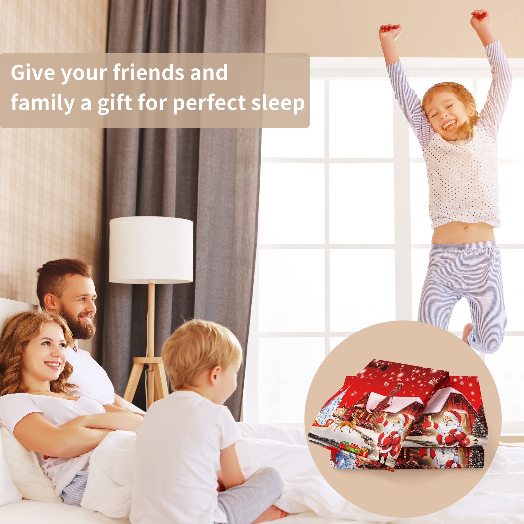 Set di biancheria da letto di Natale, per bambini e bambine, Set di Biancheria da Letto Decorazione Natalizia per Interni (220 x 240 cm, 3 pezzi, Poliestere microfibra, Lavabile in lavatrice)