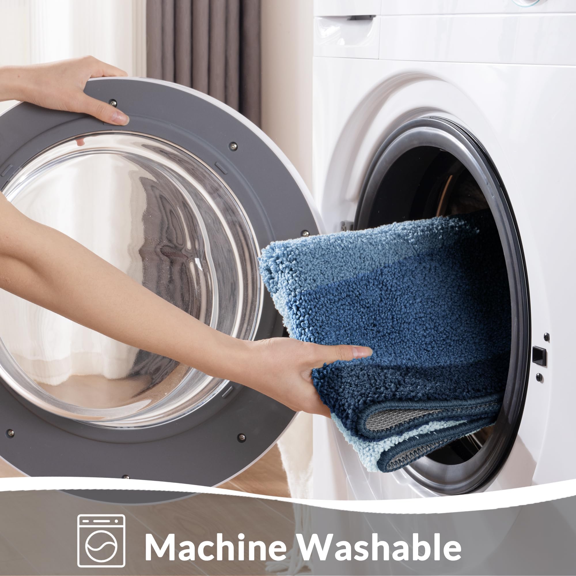 Exclusivo Mezcla Tapis de Bain en Microfibre - Antidérapant, Absorbant et Extra Doux, Séchage Rapide et Lavable en Machine, pour Salle de Bain, Douche et Déco, 40 x 60 cm, Mélangé Bleu