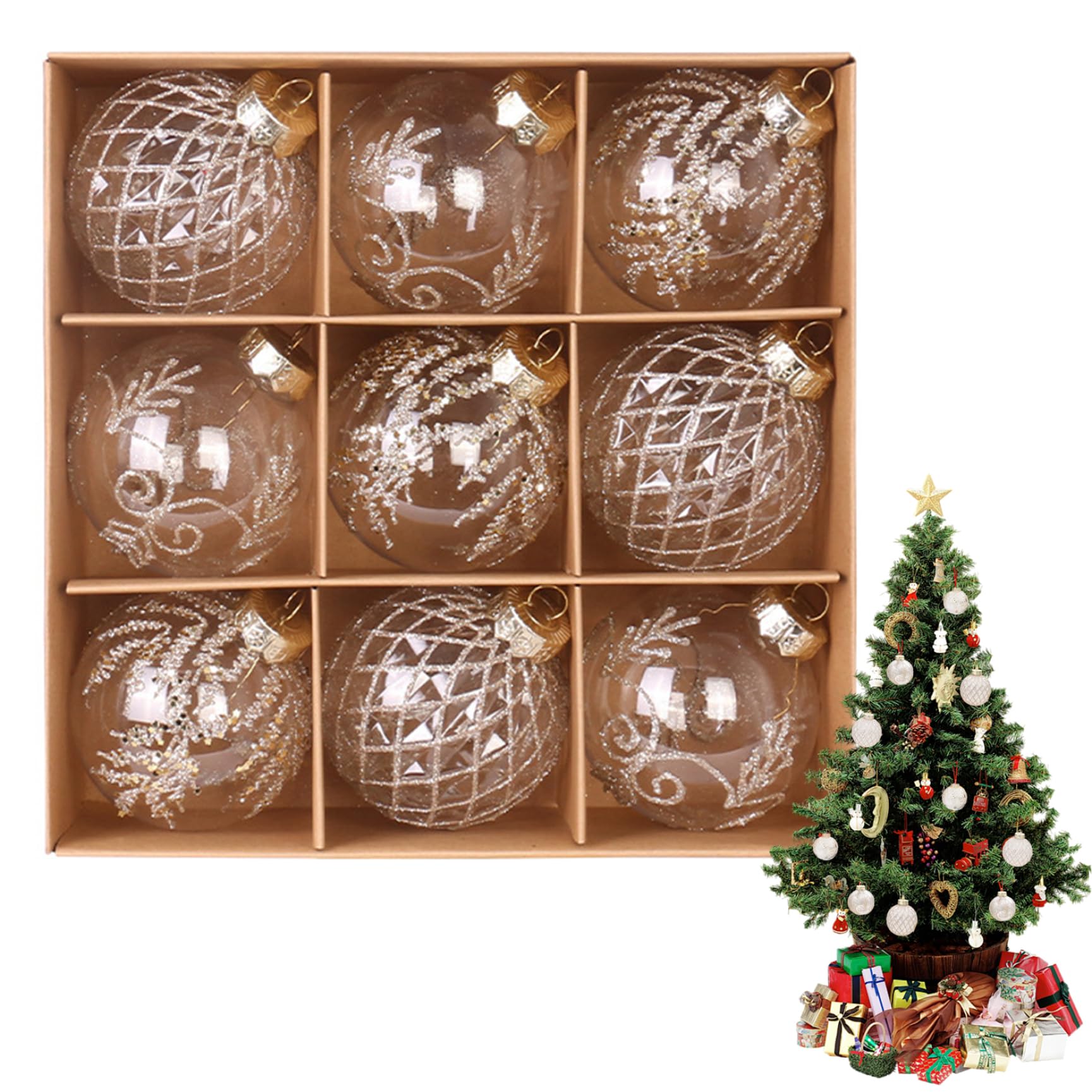 Boule de Noël Champagne transparente pour une décoration de table et de maison chaleureuse