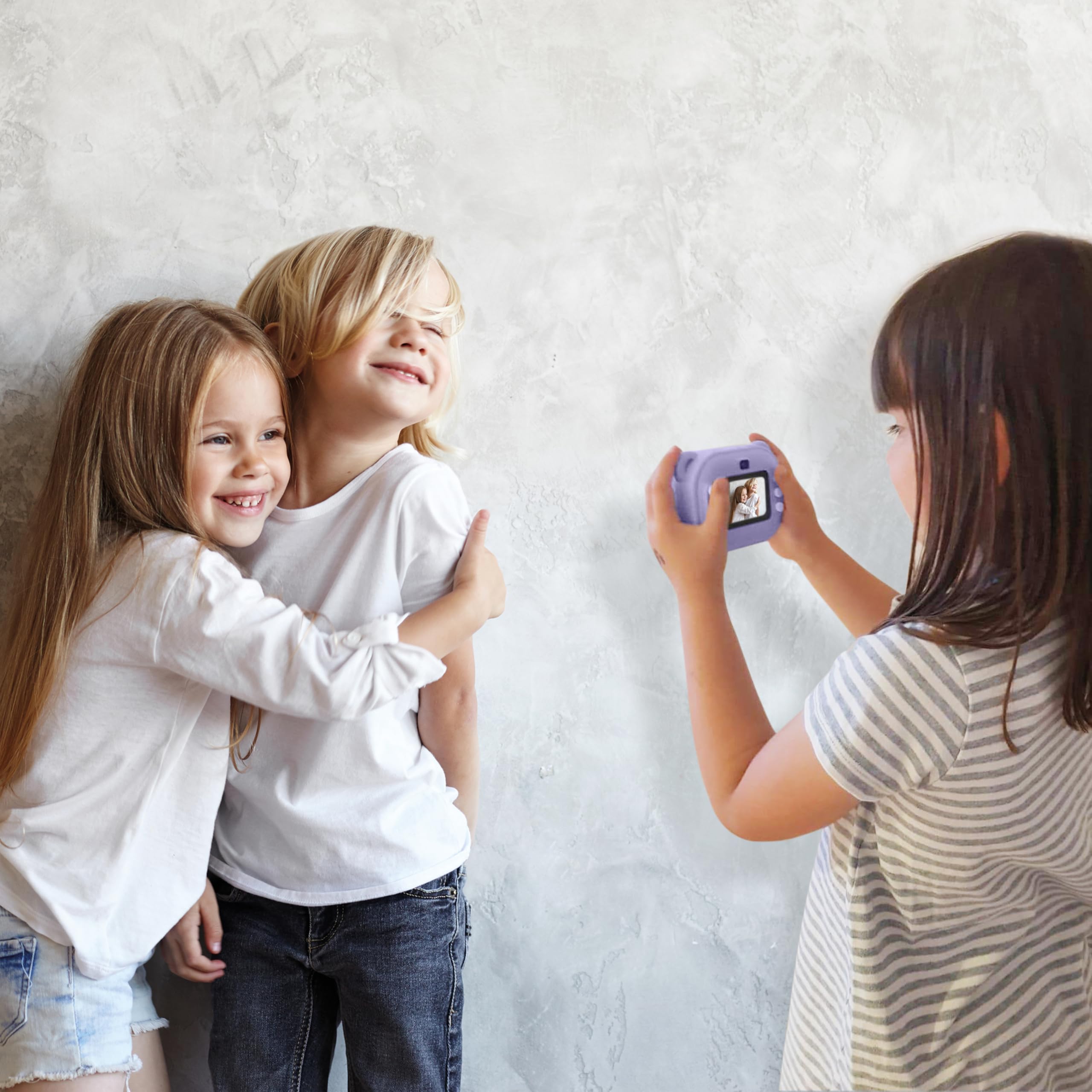 Mooov 477523 - Camara Fotos Infantil instantanea, 2,4’‘ Full HD/HD, cámara Fotos Infantil para niños y niñas, 18 Efectos/Marcos, 5 Juegos, 2 Rollos de Papel fotográfico de impresión, Lila