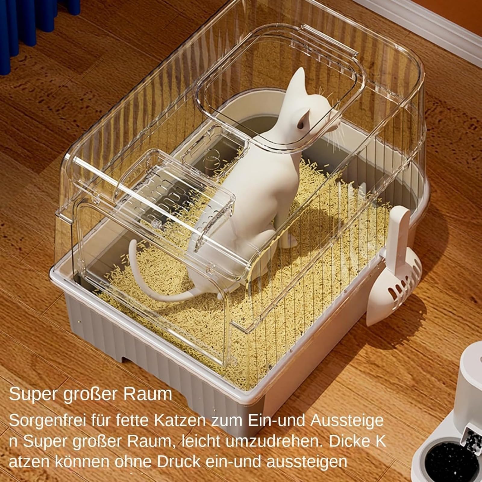 Caja de arena cerrada extragrande para gatos con cuerpo extraíble y cajón de empuje para una fácil recogida, control de olores para gatos gordos y varios gatos
