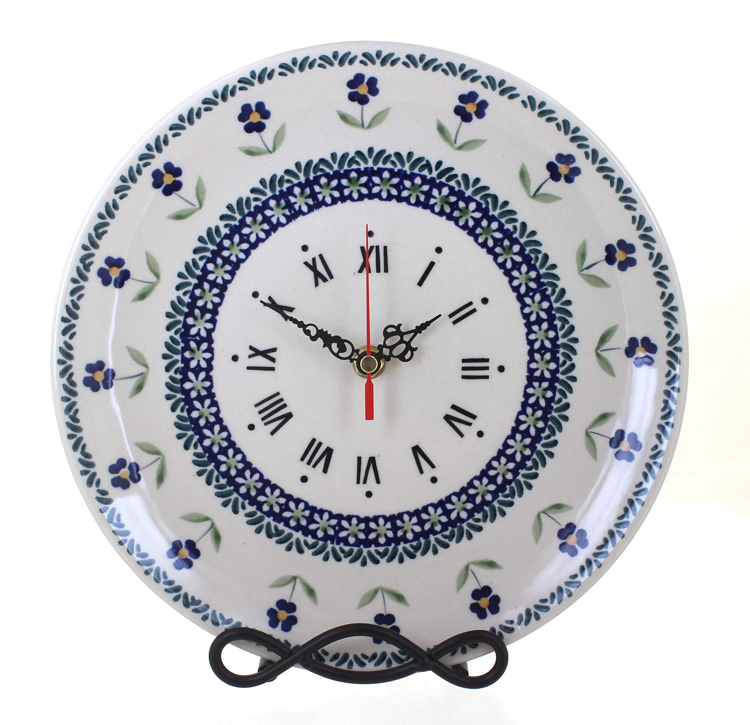 Blue Rose Polish Pottery Blue Daisy Clock