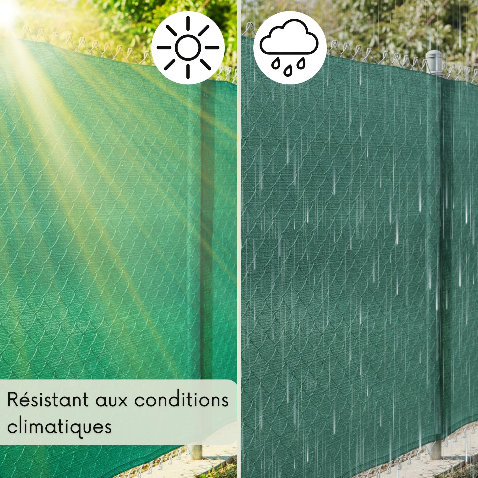 SPRINGOS Filet d'ombrage pour clôture Filet d'ombrage 1,2 x 50 m y Compris 200 Attaches-câbles 140 g/m