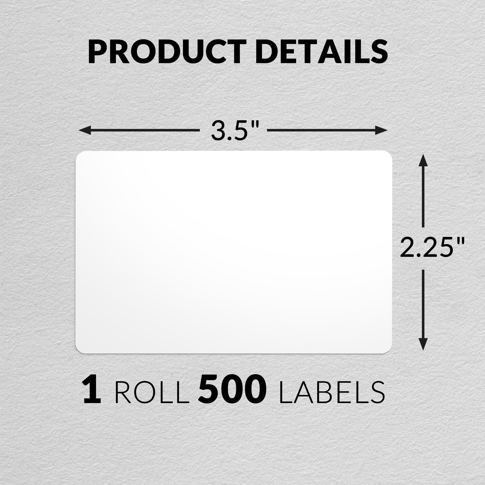 LotFancy Name Tag Stickers, 500pc Blank Labels, 3.5" x 2.25", 1 Roll, Adhesive Tags with Perforated Line for School Office Home (White)