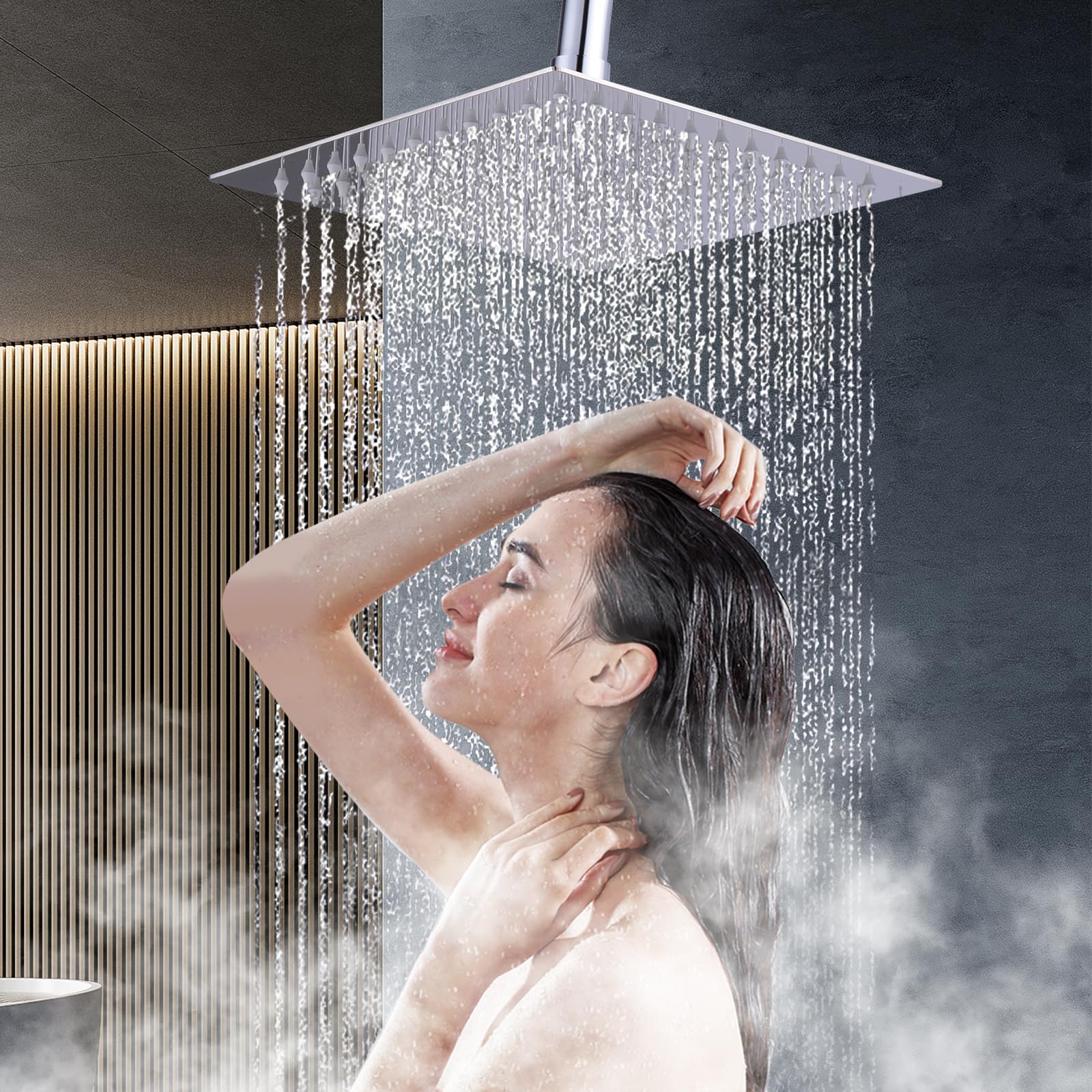 12 pulgadas Ducha lluvia Contemporáneo Efecto lluvia Acero Inoxidable Cromo