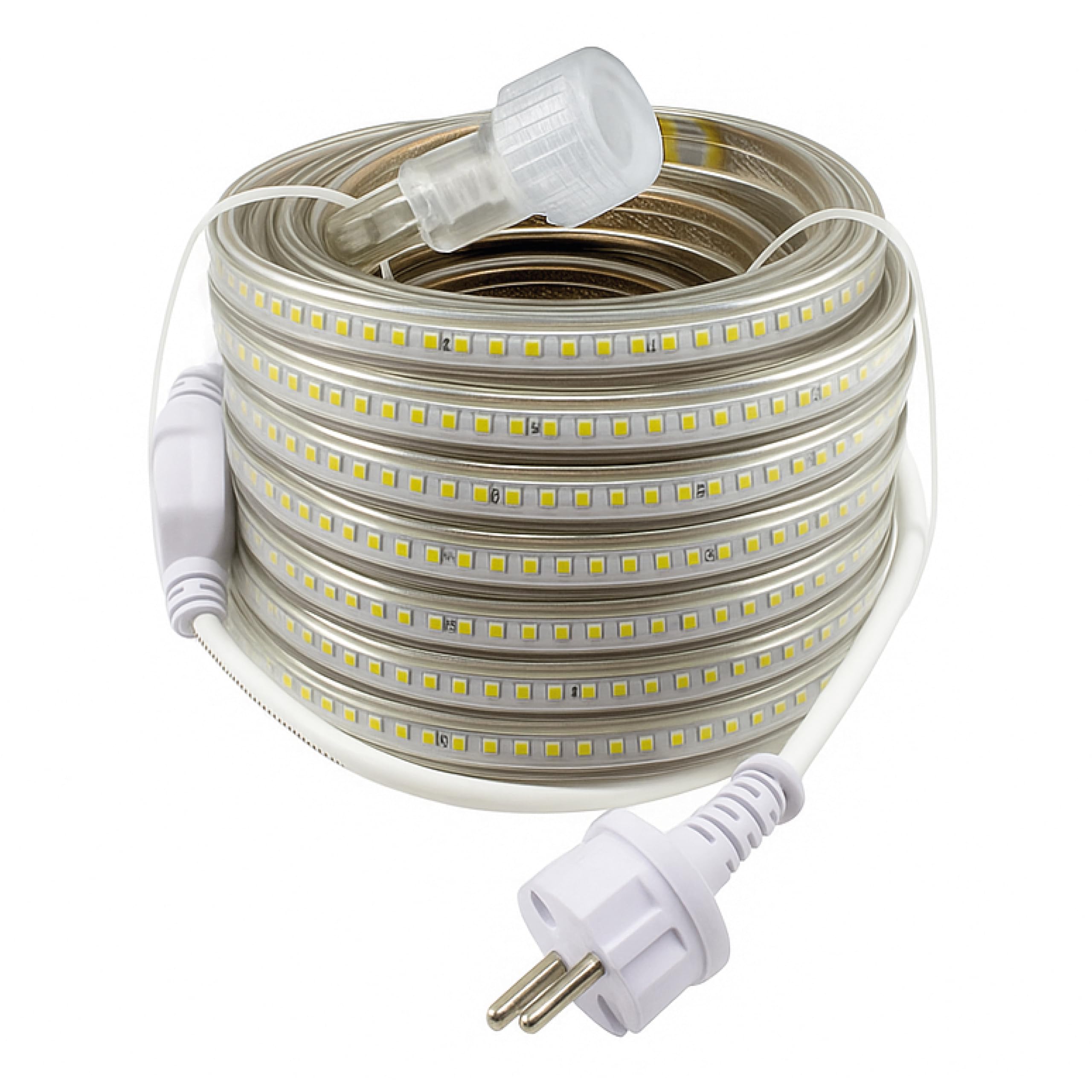 KELI FRANCE Striscia LED impermeabile IP65 15 m – bianco freddo 6000 K – 9 W/m – pronto per il collegamento 220 V – interconnesso – uso interno / esterno – standard CE/RoHS