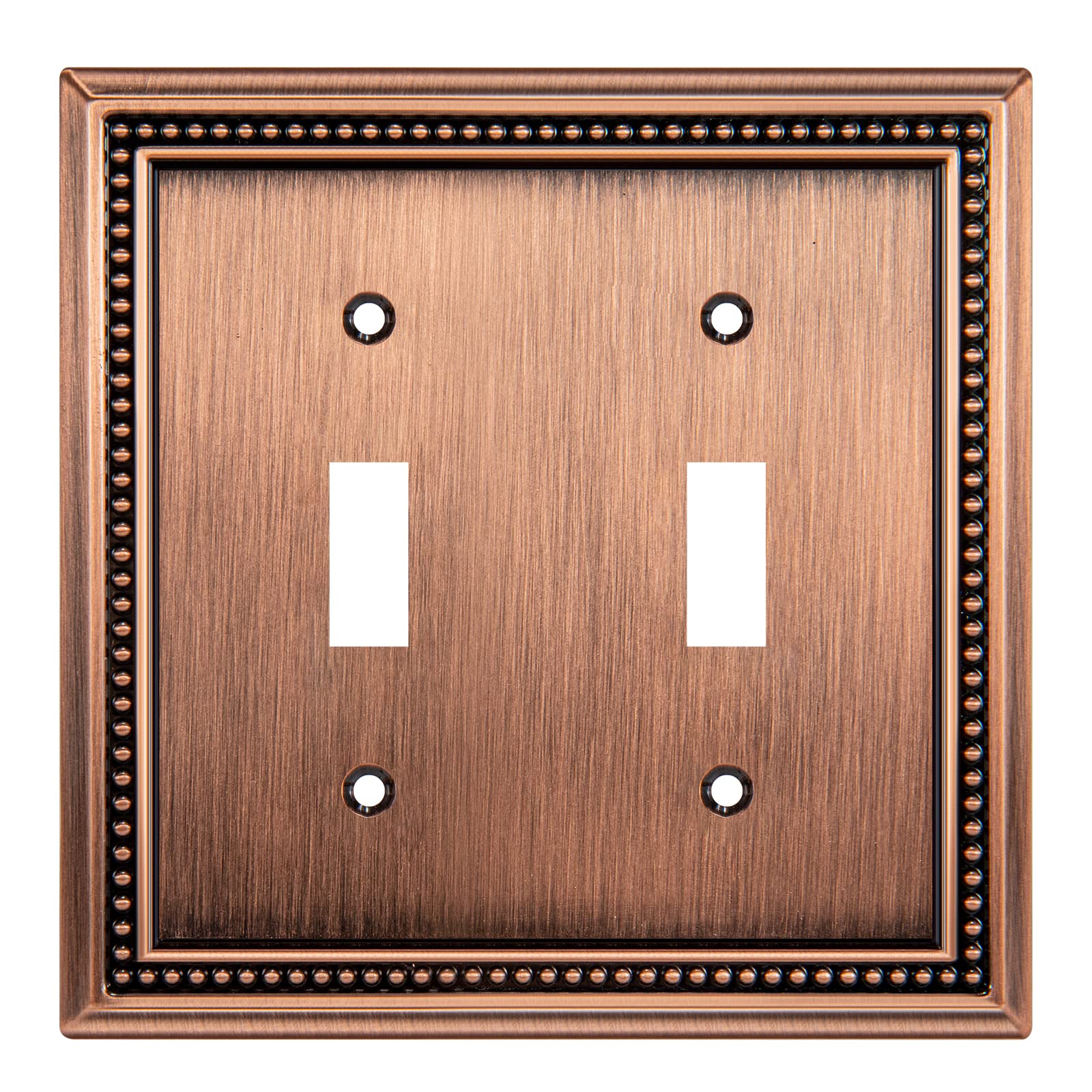 Henne Bery Sunken Pearls Heavy Duty Decorative Wall Plate Switch Plate Outlet Cover (Double Toggle, Antique Copper)