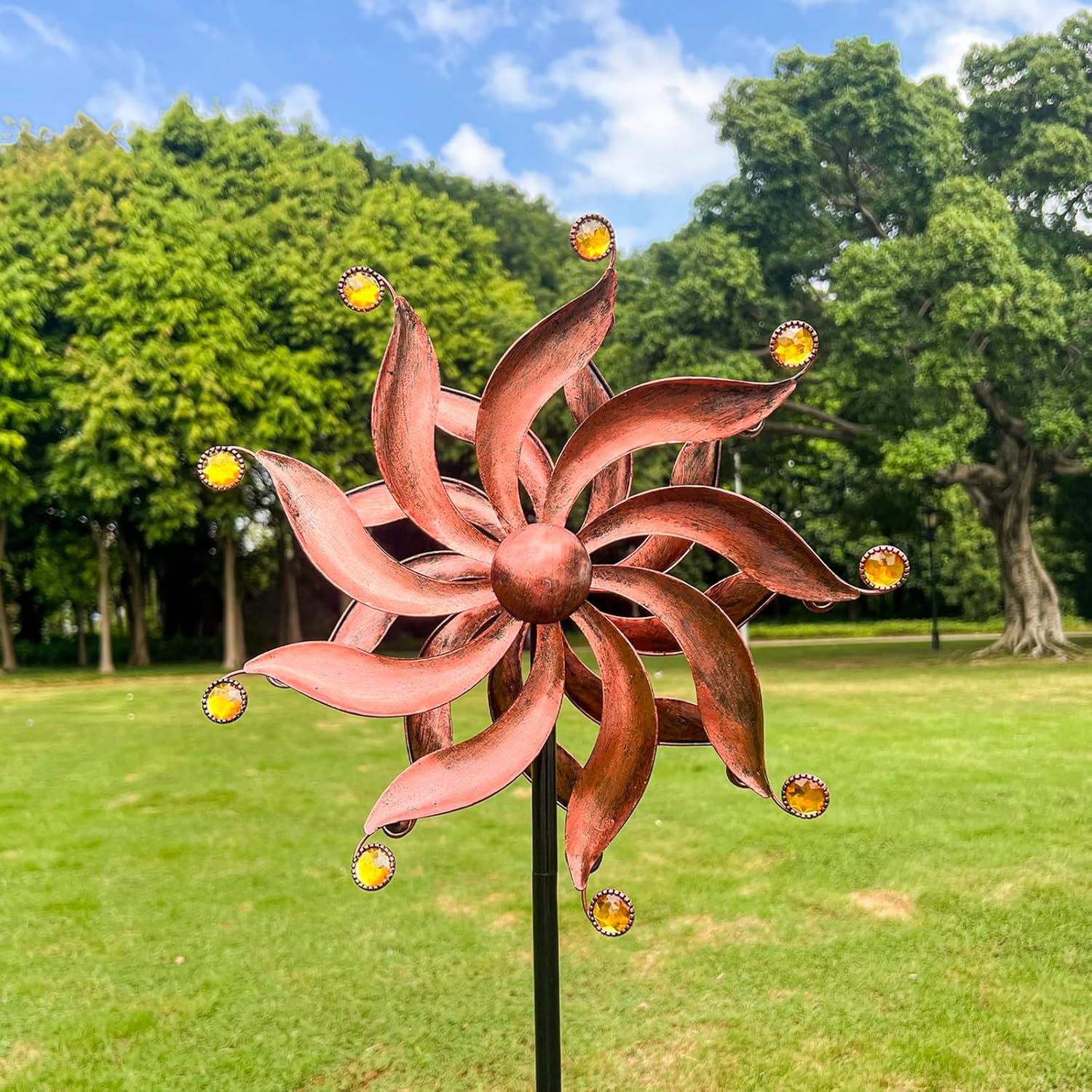 360° Metal Wind Spinner – Willow Leaf Kinetic Sculpture for Outdoor Patio Lawn Yard and Garden Decor